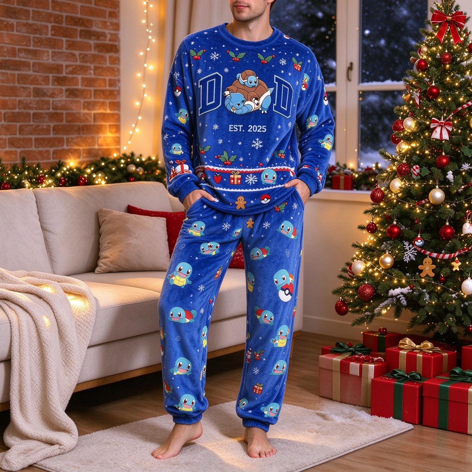 PKM Dad Christmas Pajama Set,, Warm Winter Sleepwear, Christmas Gift for Dad