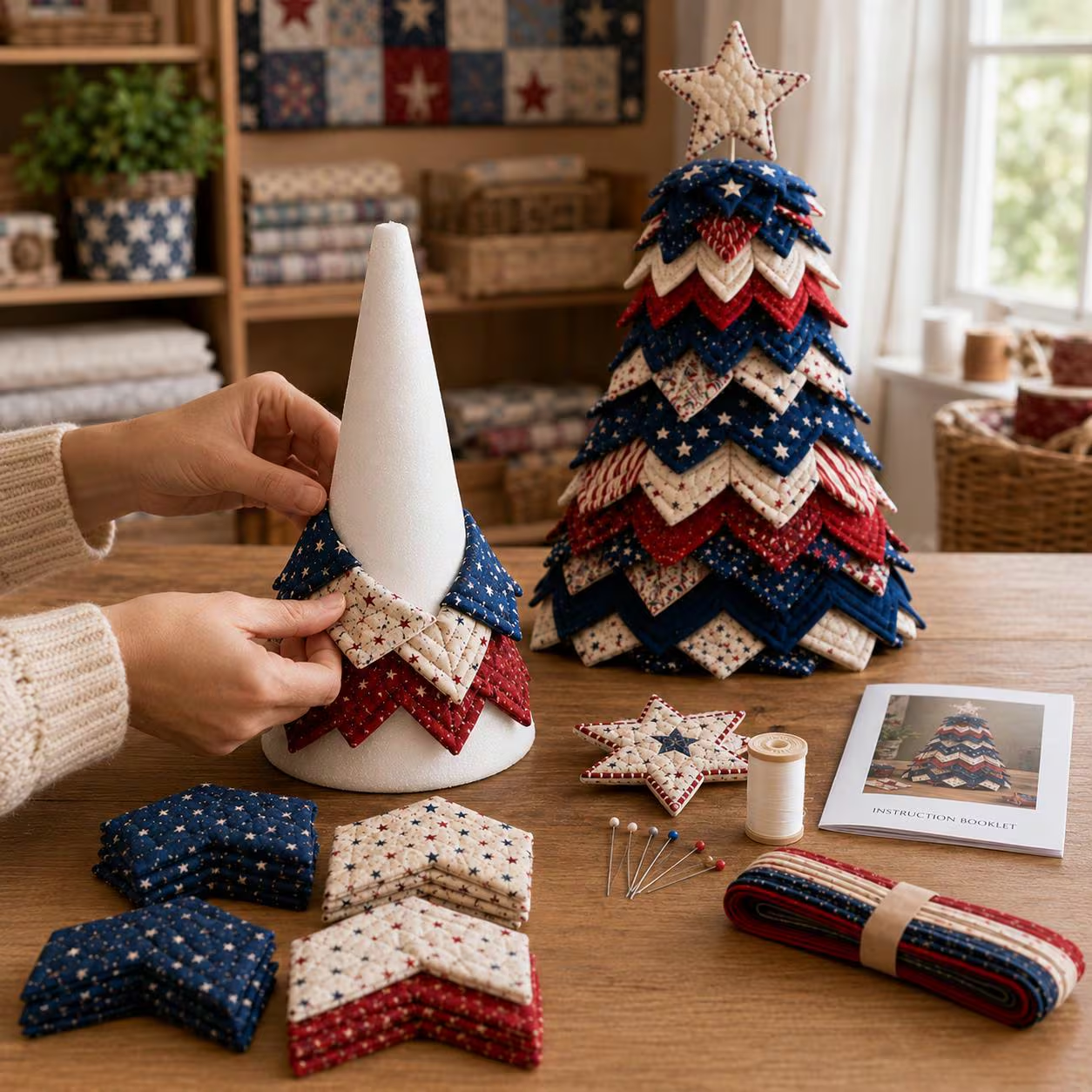 Patriotic Quilted Fabric Christmas Tree Kit