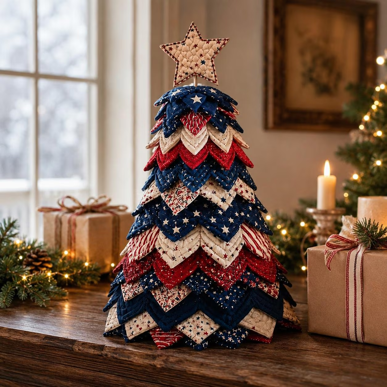 Patriotic Quilted Fabric Christmas Tree Kit