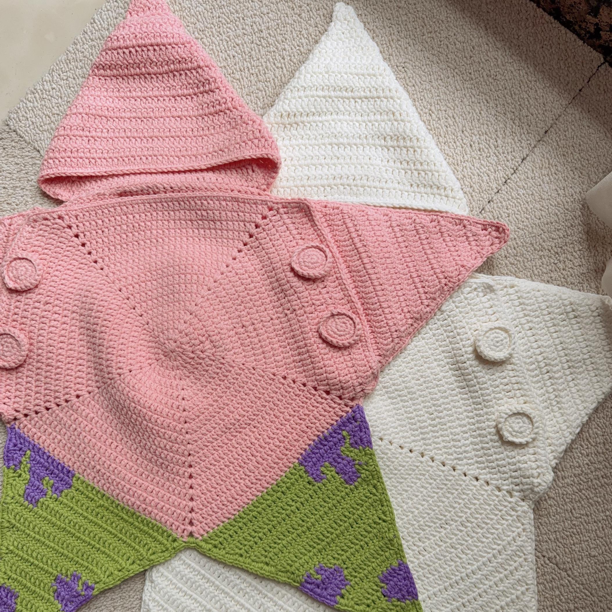 Handmade Crochet Starfish Baby Hooded Swaddle Sleeping Bag