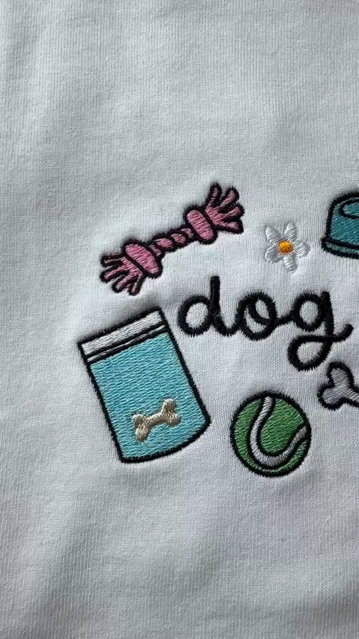 Embroidered Dog Mom T-Shirt
