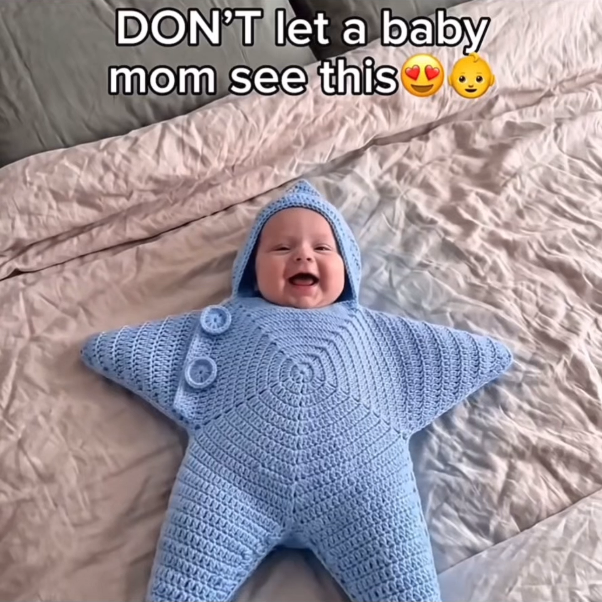 Handmade Crochet Starfish Baby Hooded Swaddle Sleeping Bag