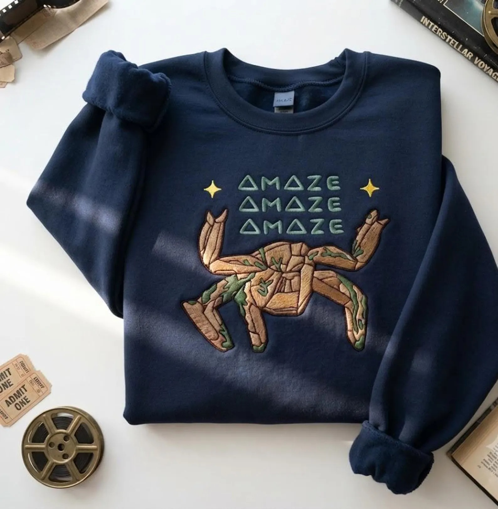 Amaze Rocky Alien Embroidered Sweatshirt, Project Hail Mary Sweatshirt, Funny Sci Fi Crewneck, Sci Fi Fan Gift, Book Lover Gift