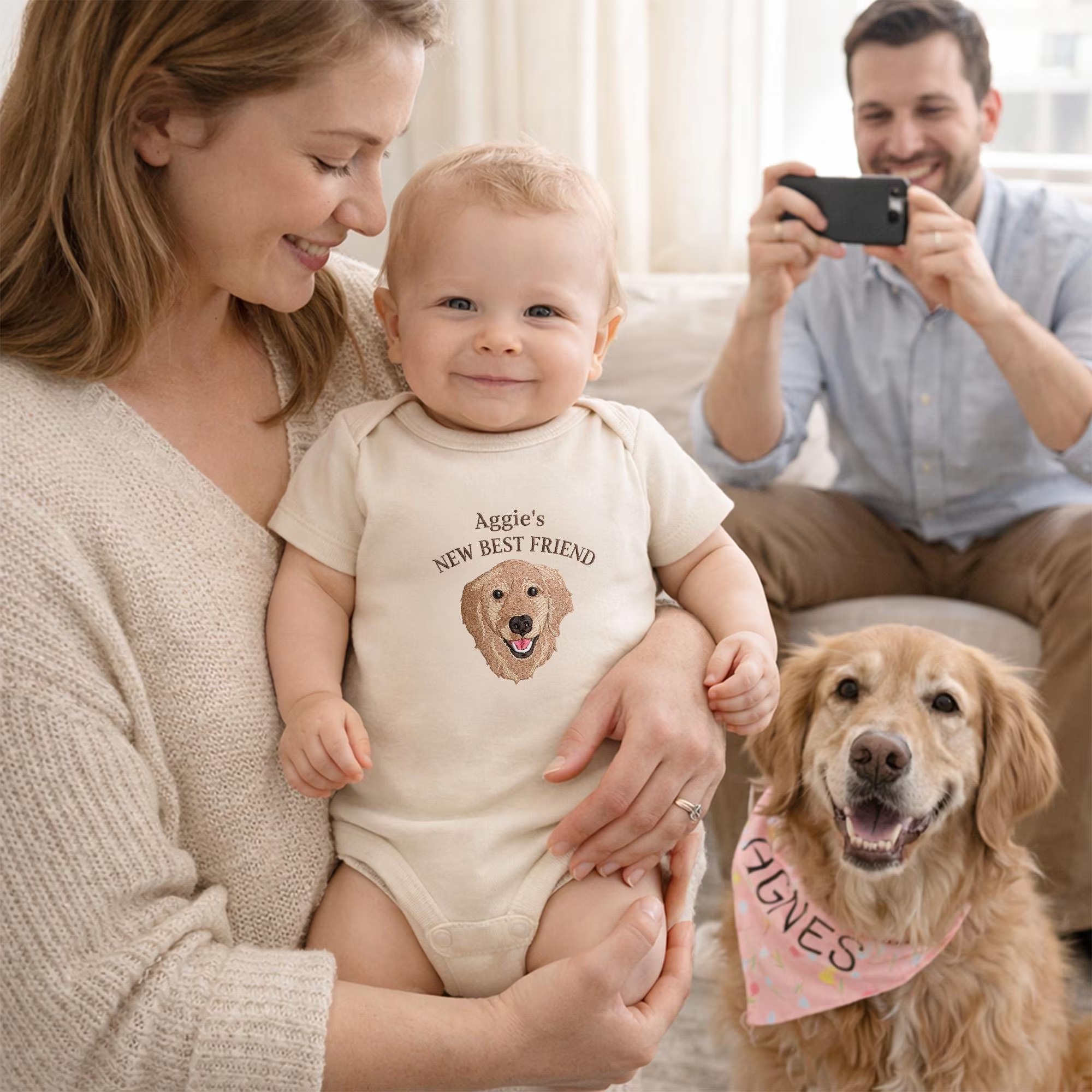 Custom Embroidered Pet Portrait Baby Bodysuit