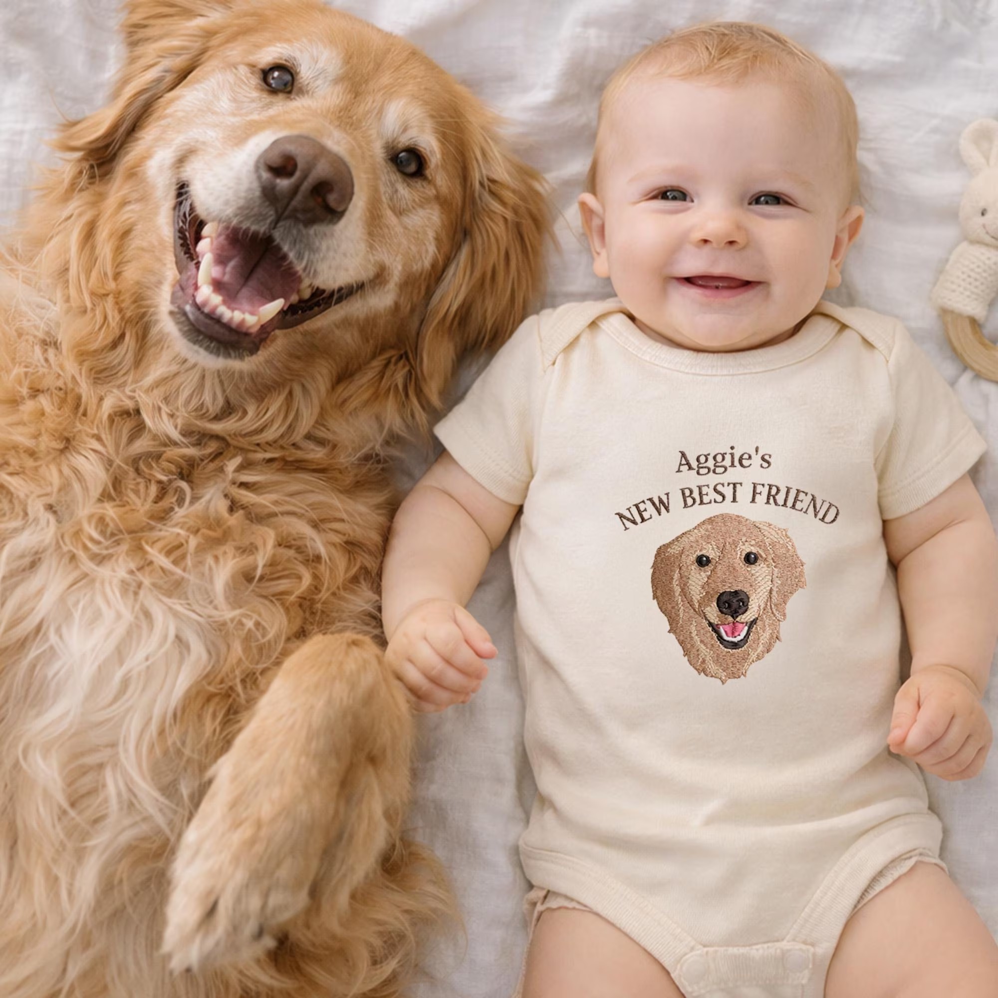 Custom Embroidered Pet Portrait Baby Bodysuit