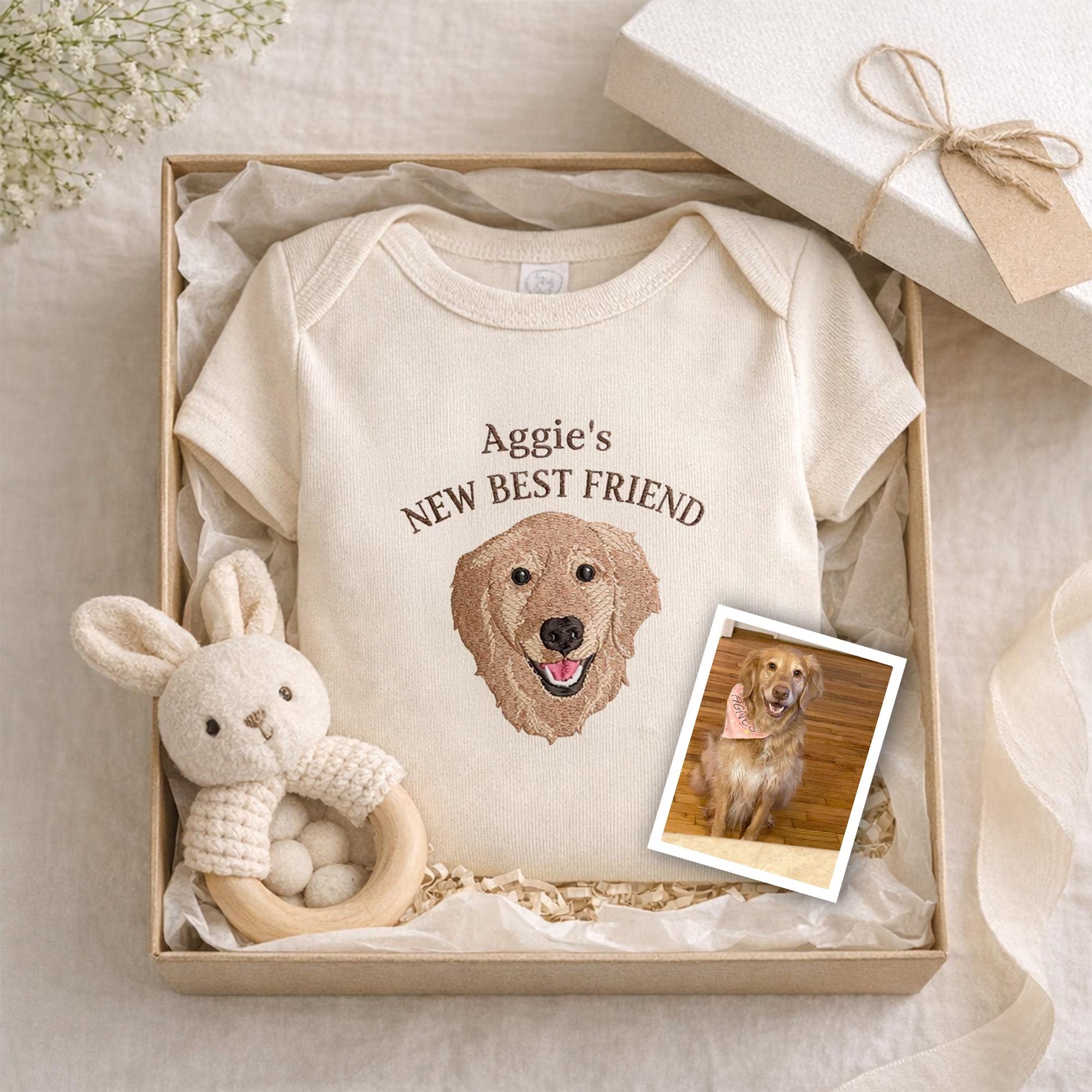 Custom Embroidered Pet Portrait Baby Bodysuit