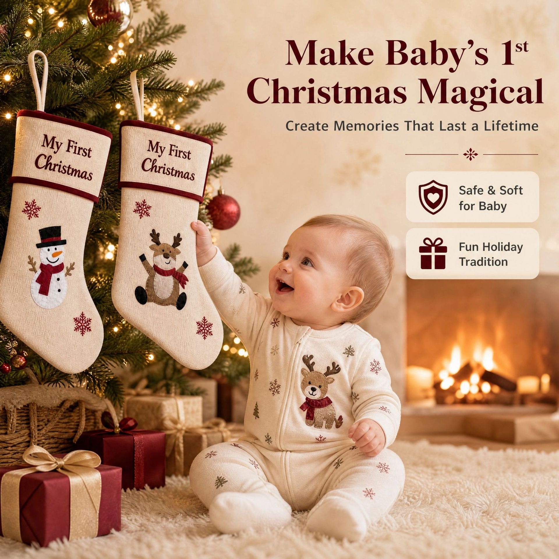 Baby My First Christmas Embroidery Christmas Stocking