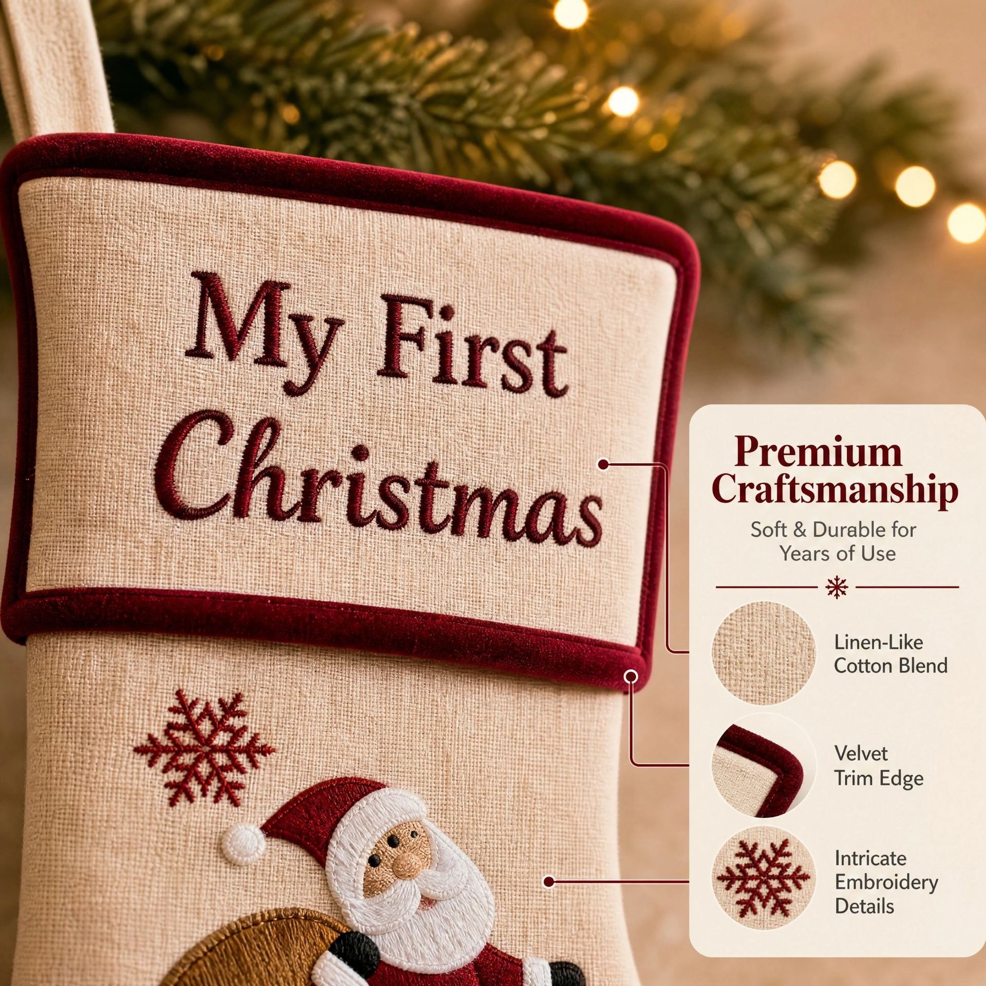 Baby My First Christmas Embroidery Christmas Stocking