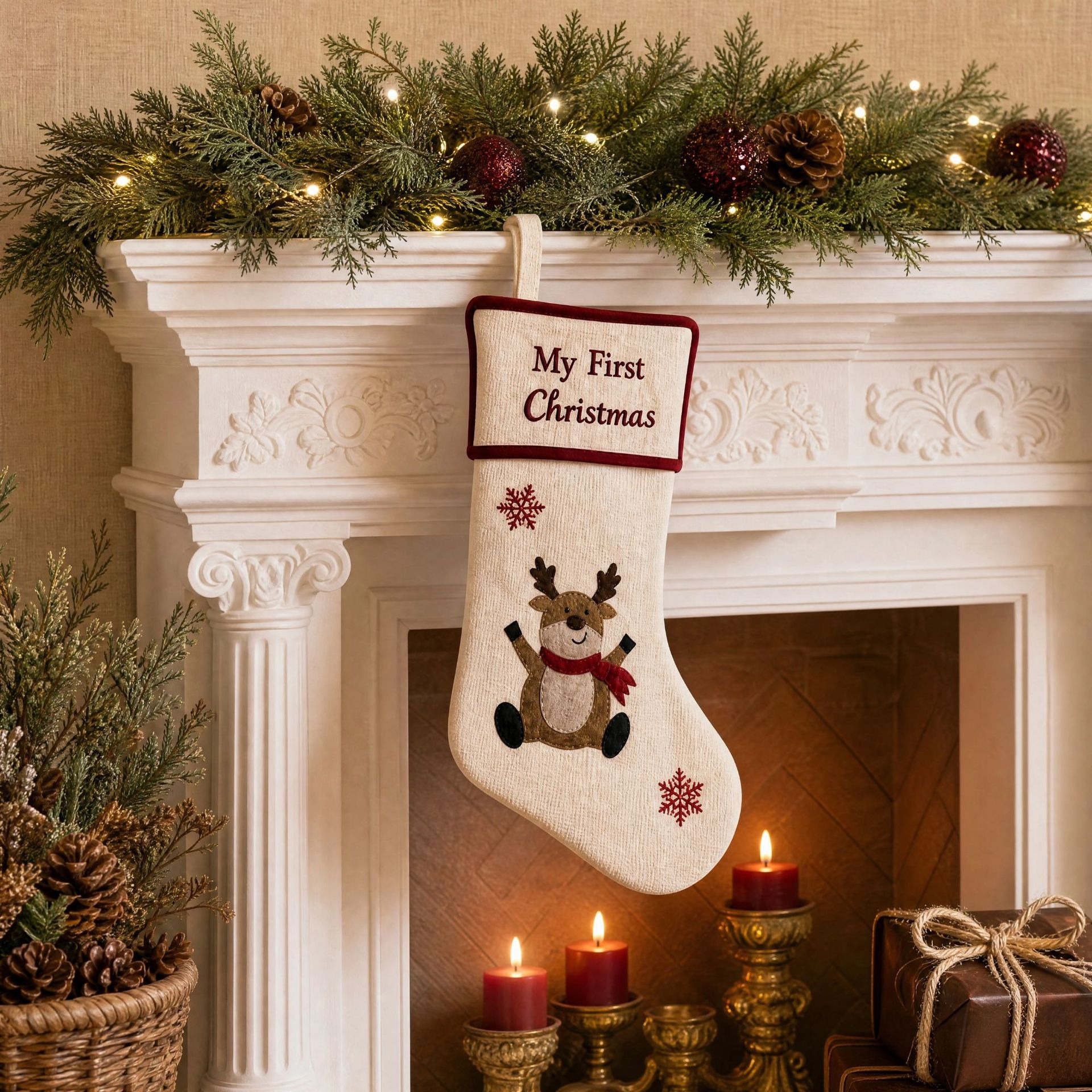 Baby My First Christmas Embroidery Christmas Stocking