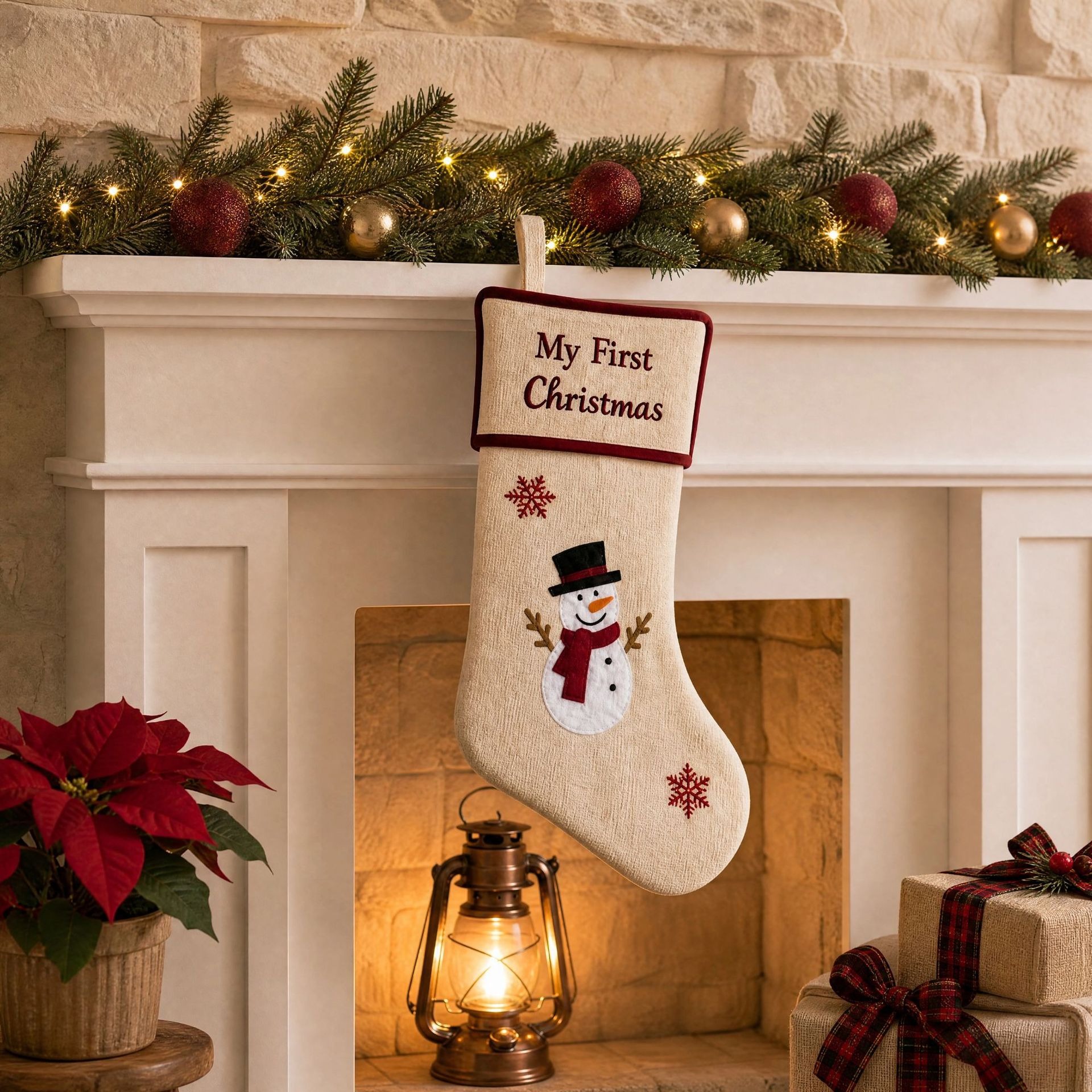 Baby My First Christmas Embroidery Christmas Stocking