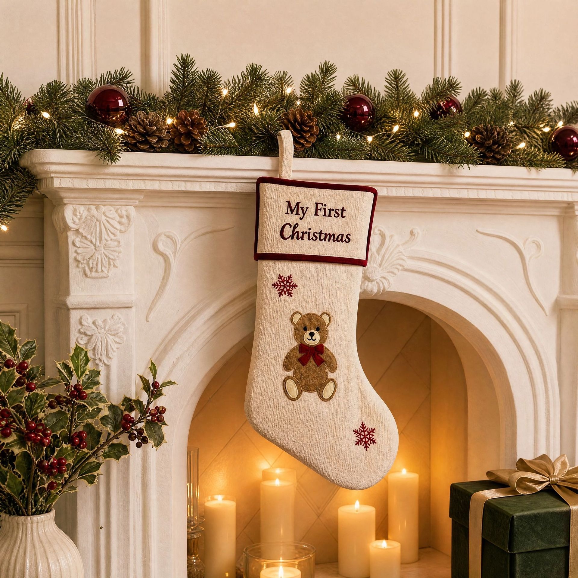 Baby My First Christmas Embroidery Christmas Stocking