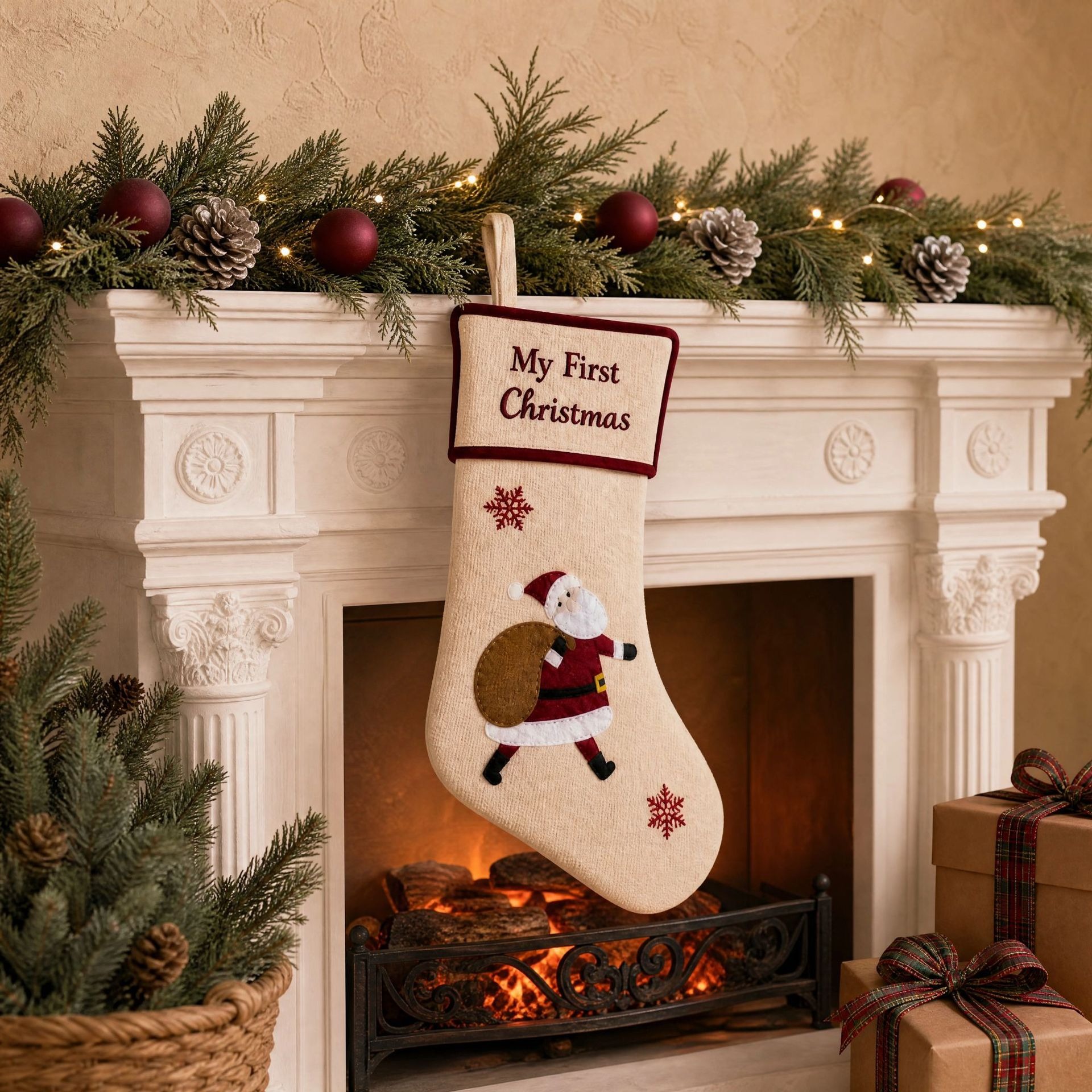 Baby My First Christmas Embroidery Christmas Stocking