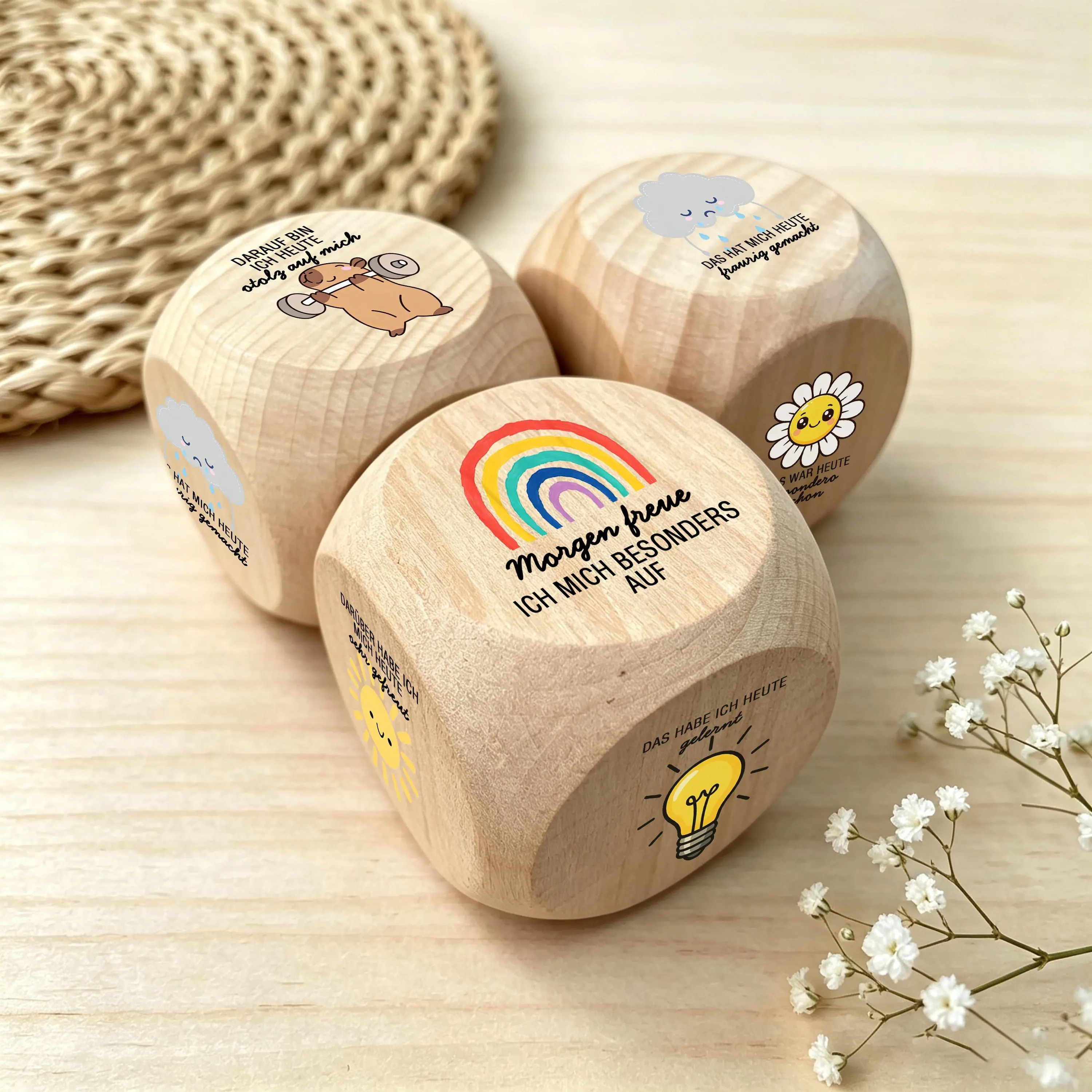 Back-to-School Gift, Wooden Storytelling Cube, Handmade Wood Toy