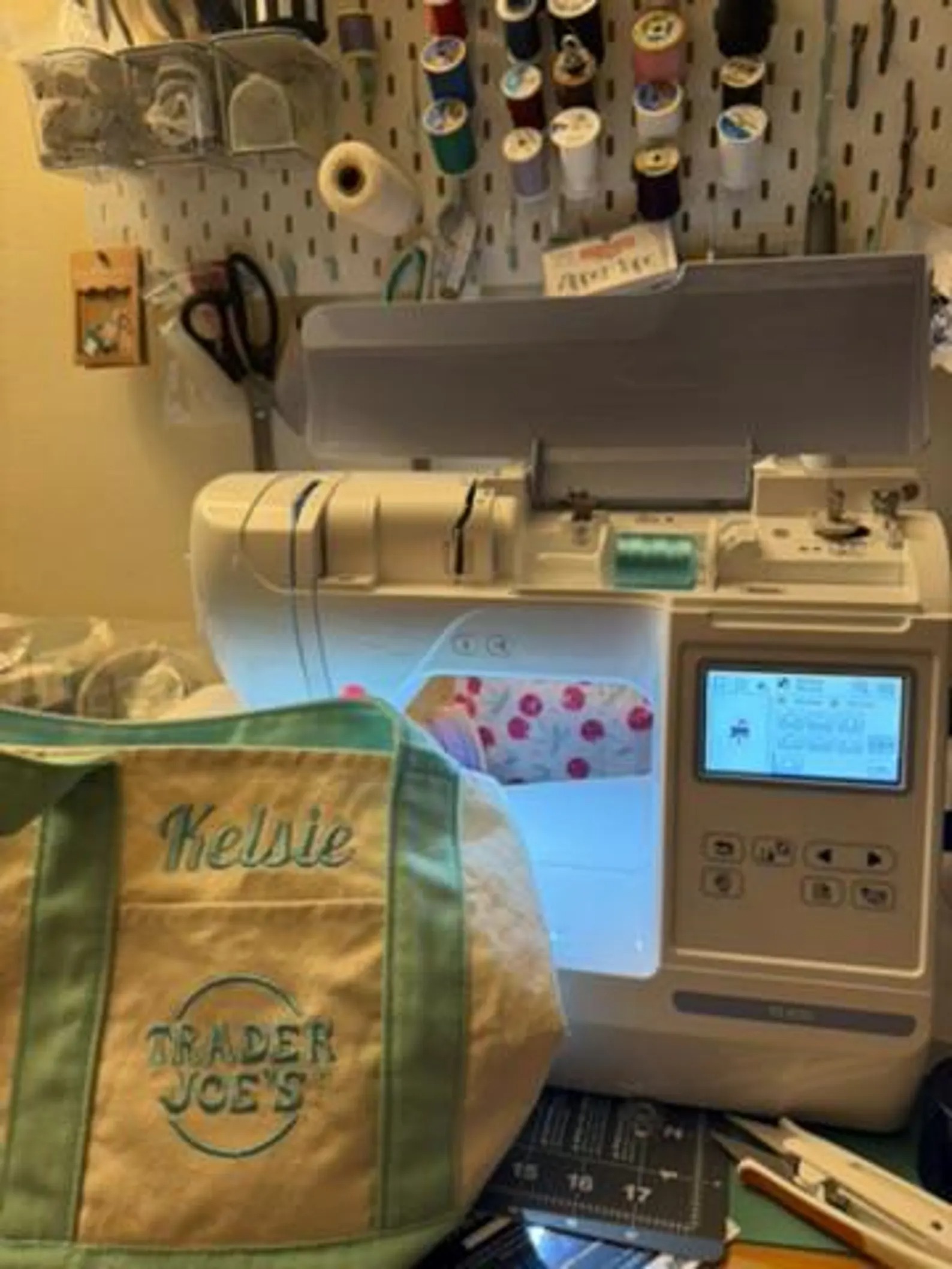 CUSTOM Embroidered Mini Striped Trader Joe's Tote Bag