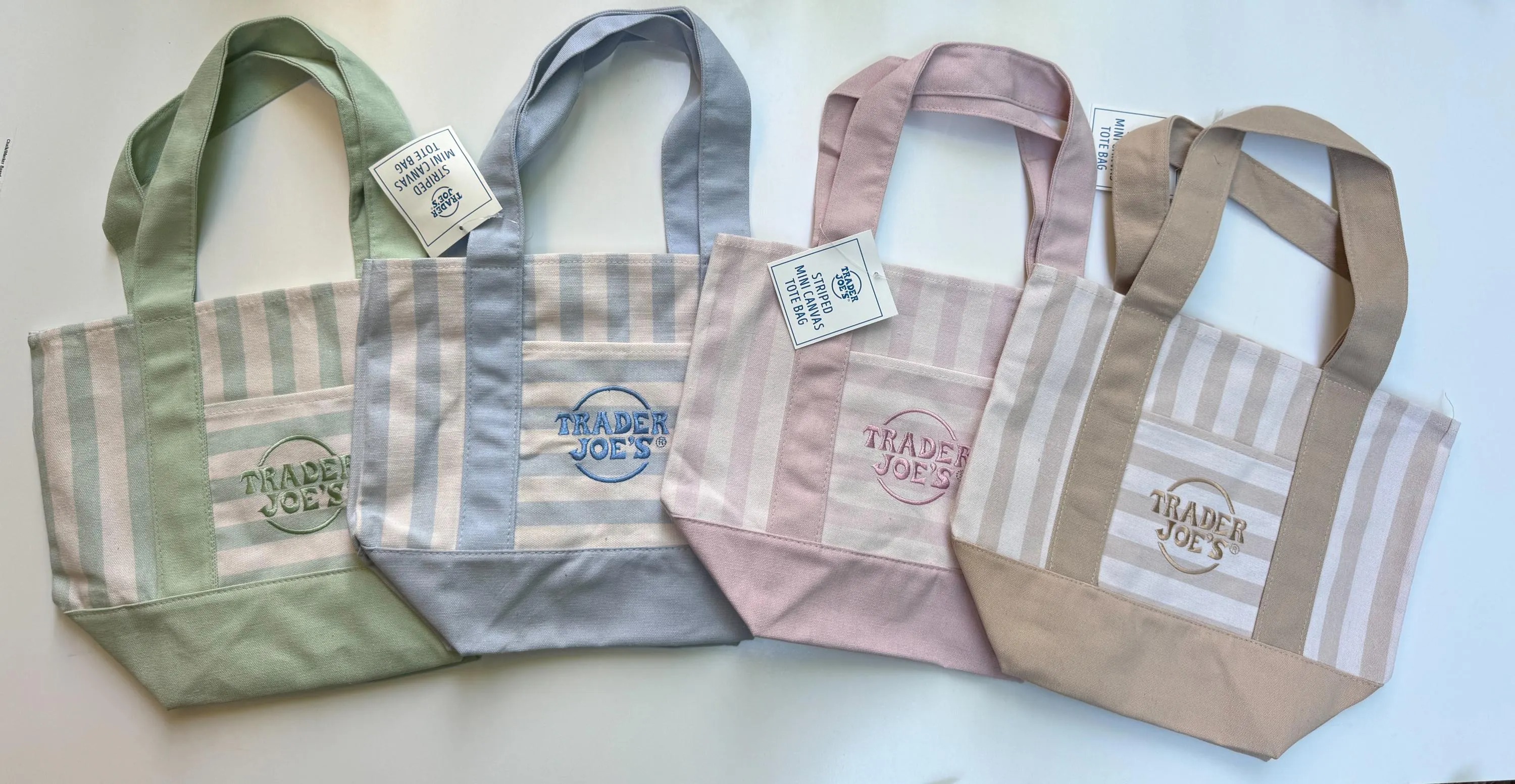 CUSTOM Embroidered Mini Striped Trader Joe's Tote Bag