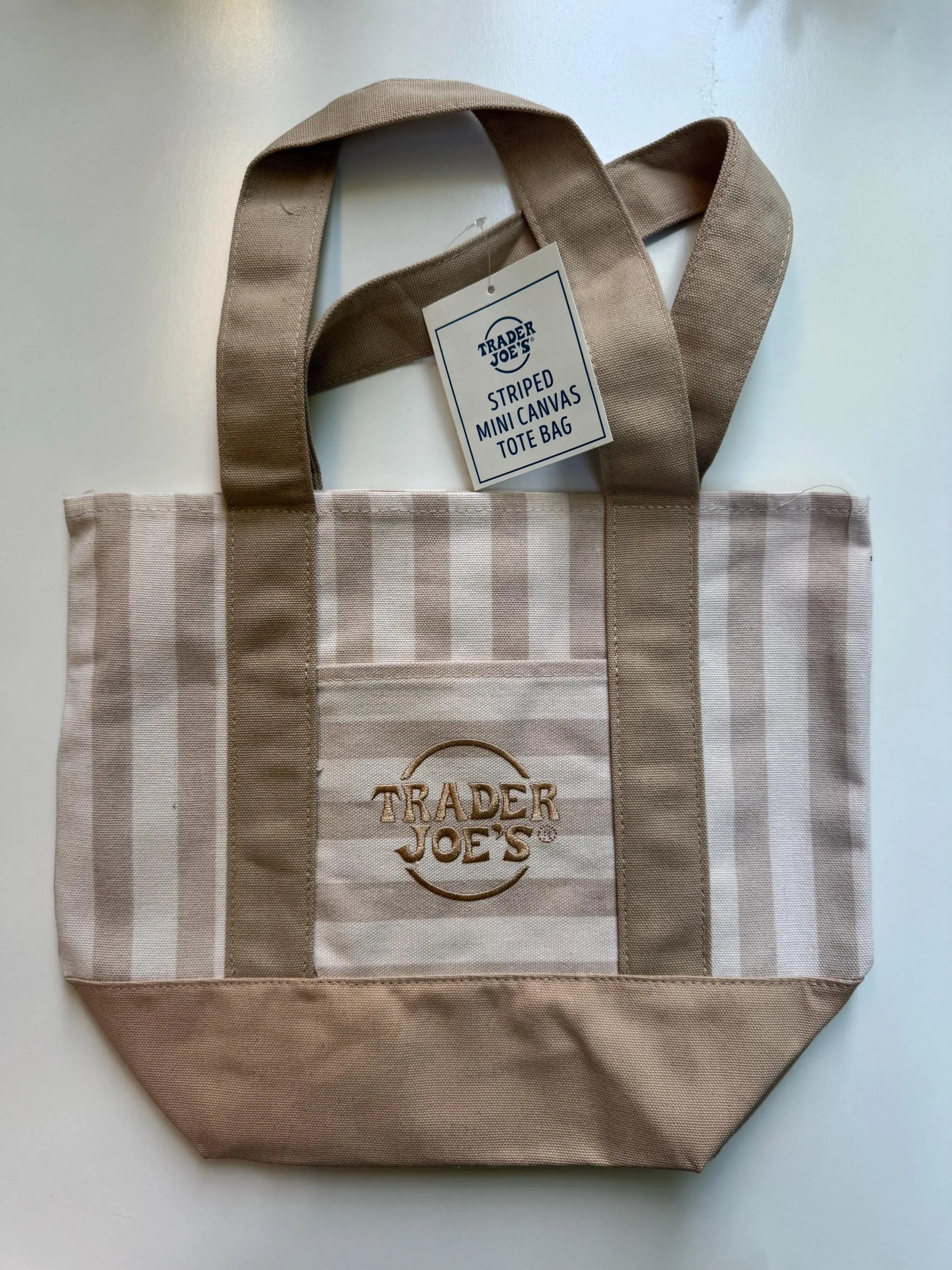 CUSTOM Embroidered Mini Striped Trader Joe's Tote Bag