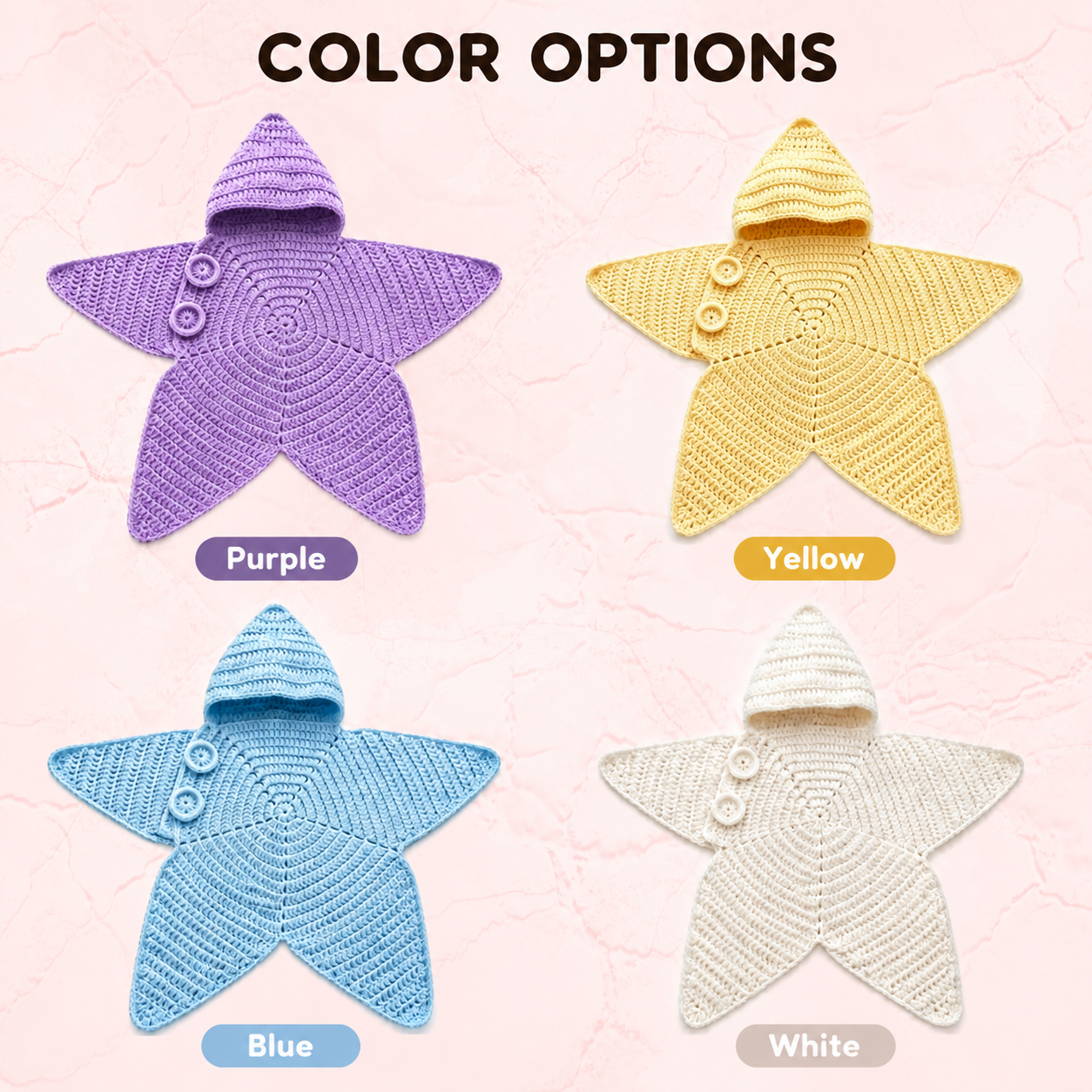 Handmade Crochet Starfish Baby Hooded Swaddle Sleeping Bag