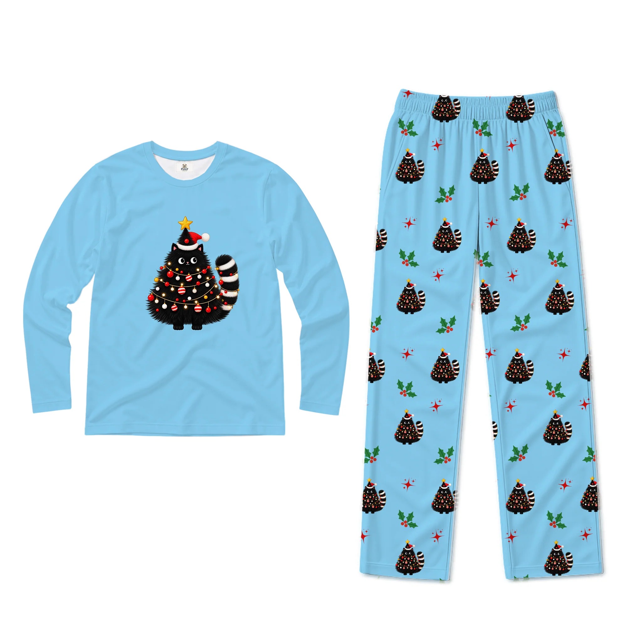 Christmas Black Cat Matching Family Pajamas Set