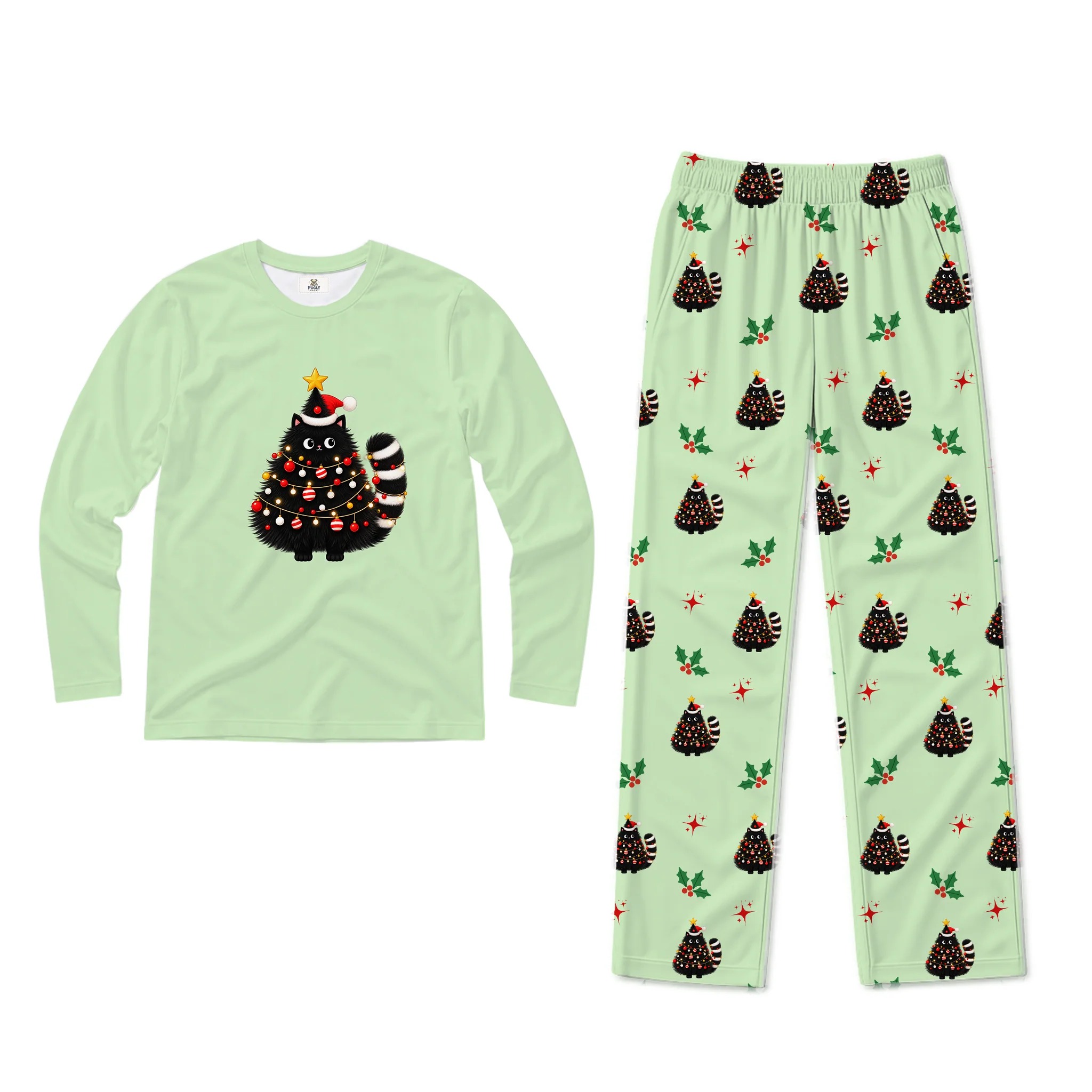 Christmas Black Cat Matching Family Pajamas Set