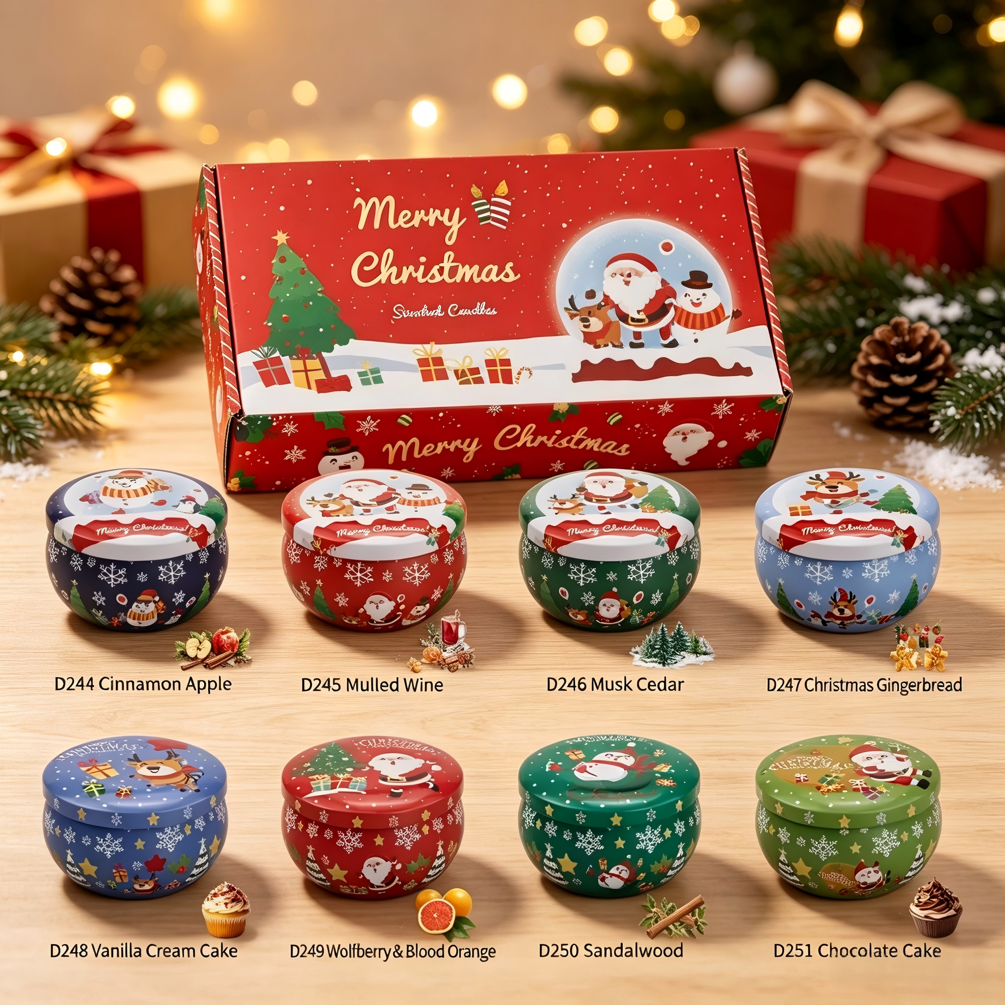 Christmas Scented Candle Gift Set – Decorative Candles for Christmas Parties