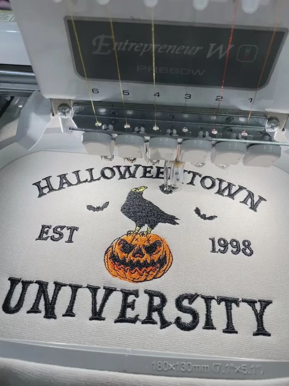 Crow and Pumpkin Spooky Fall Season - Embroidered Halloweentown Sweatshirt