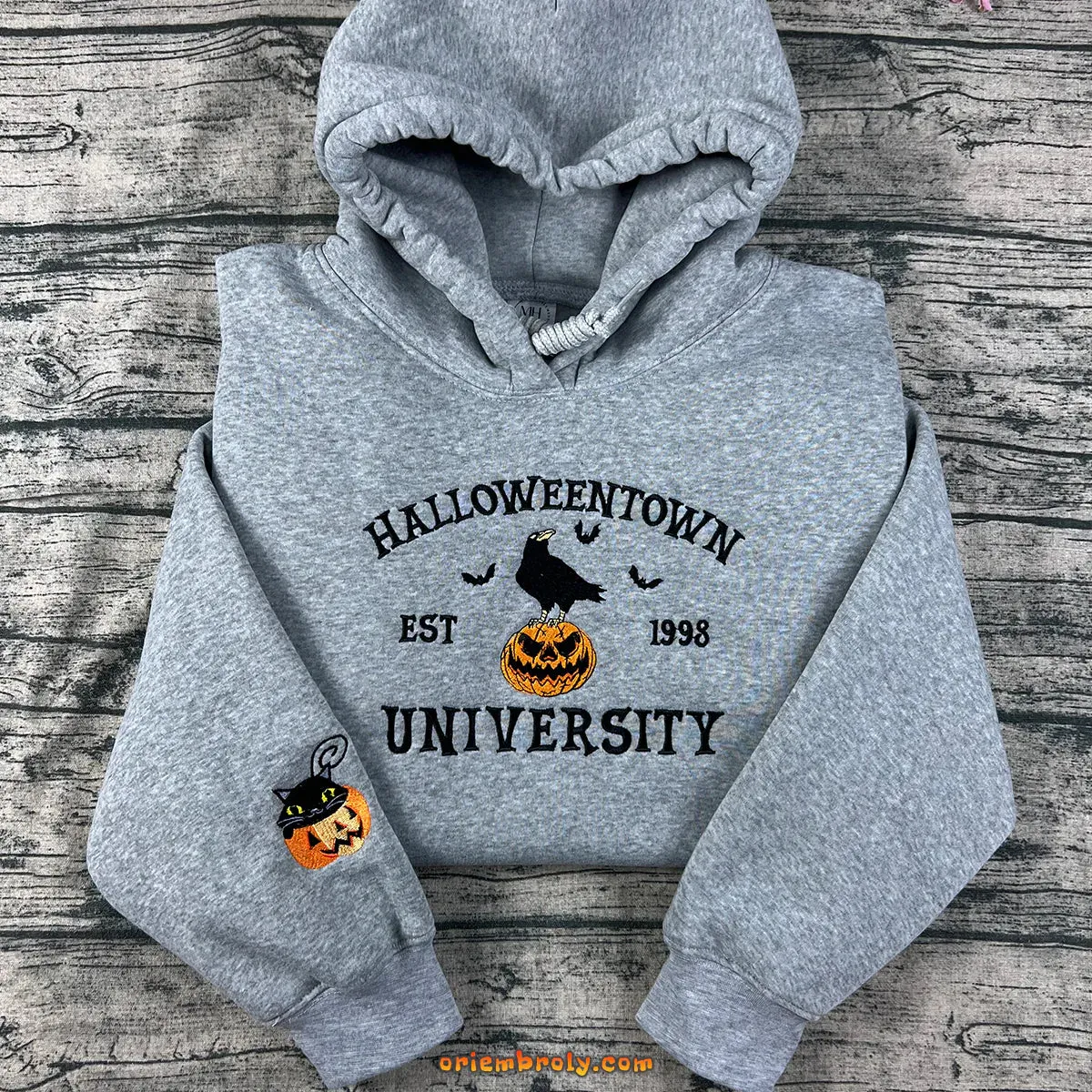 Crow and Pumpkin Spooky Fall Season - Embroidered Halloweentown Sweatshirt
