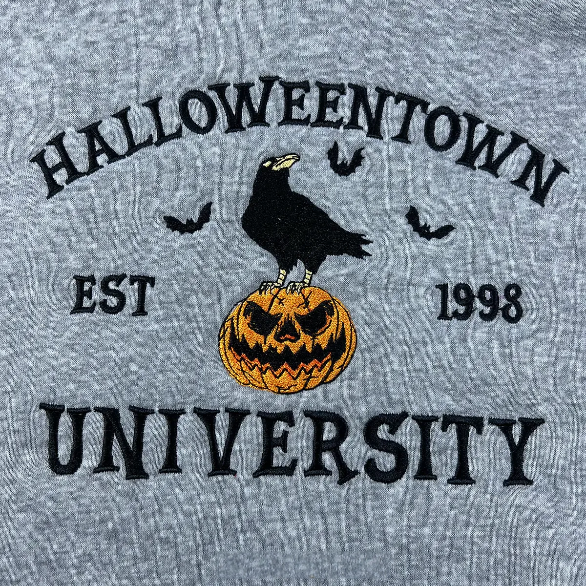 Crow and Pumpkin Spooky Fall Season - Embroidered Halloweentown Sweatshirt