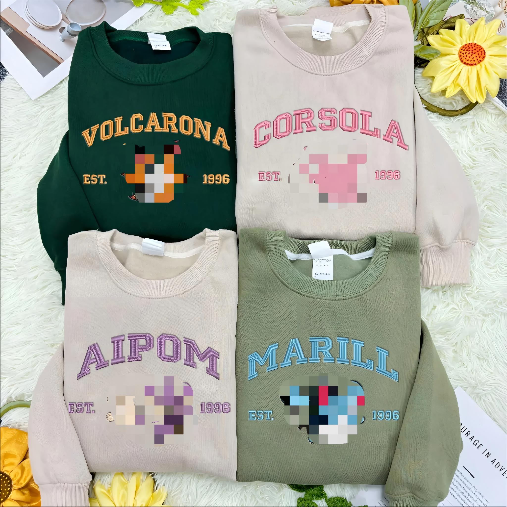 Custom Anime Poke Embroidered Sweatshirt-Gift For Custom