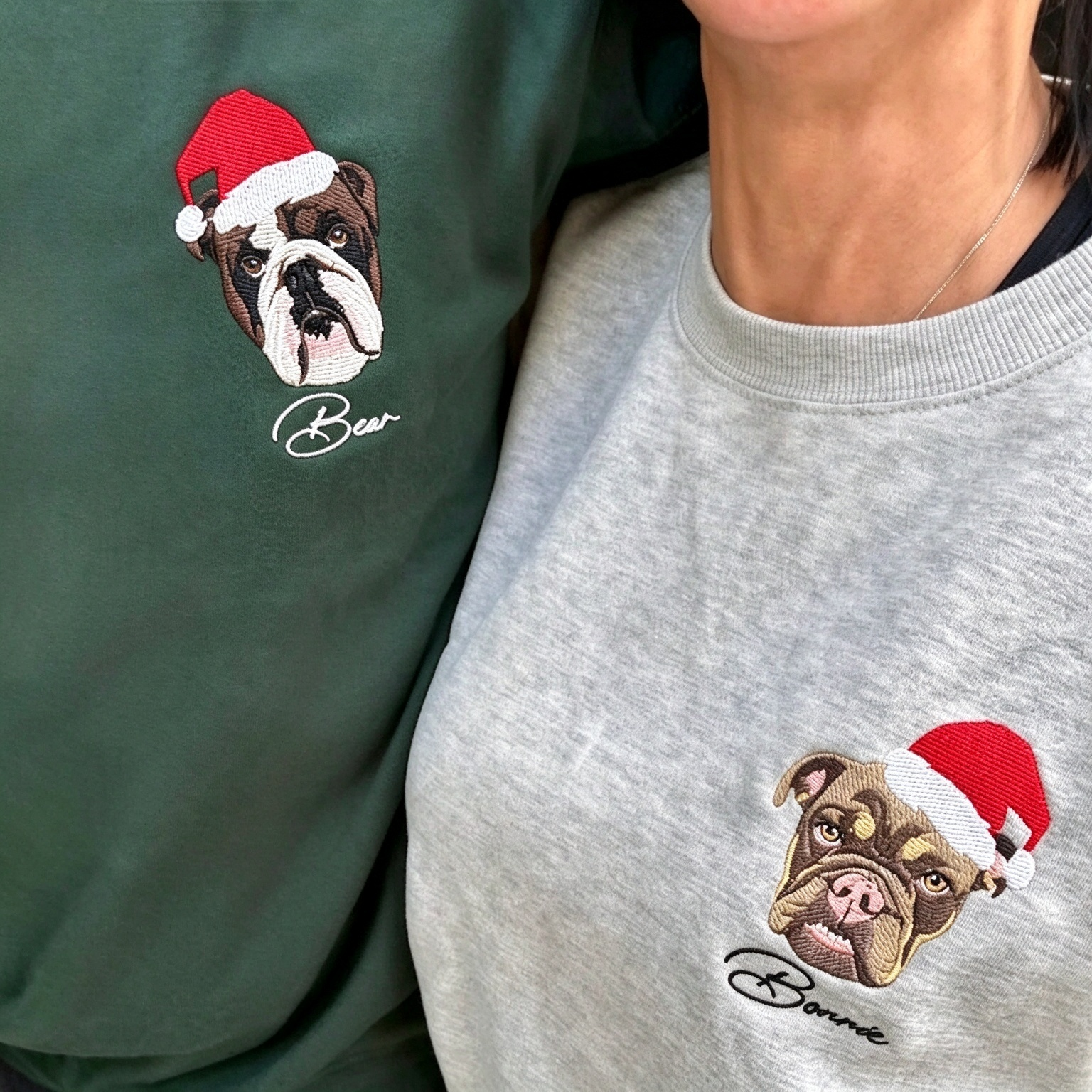 Custom Christmas Pet Portrait Embroidered Sweatshirt
