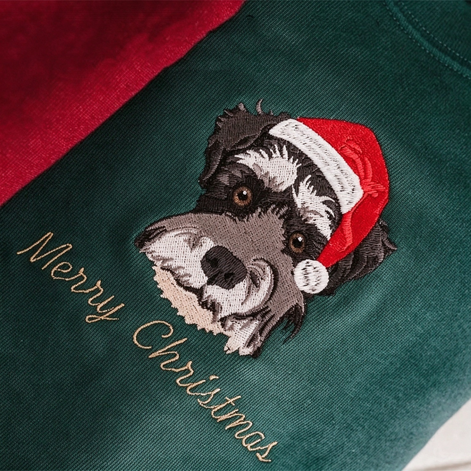 Custom Christmas Pet Portrait Embroidered Sweatshirt