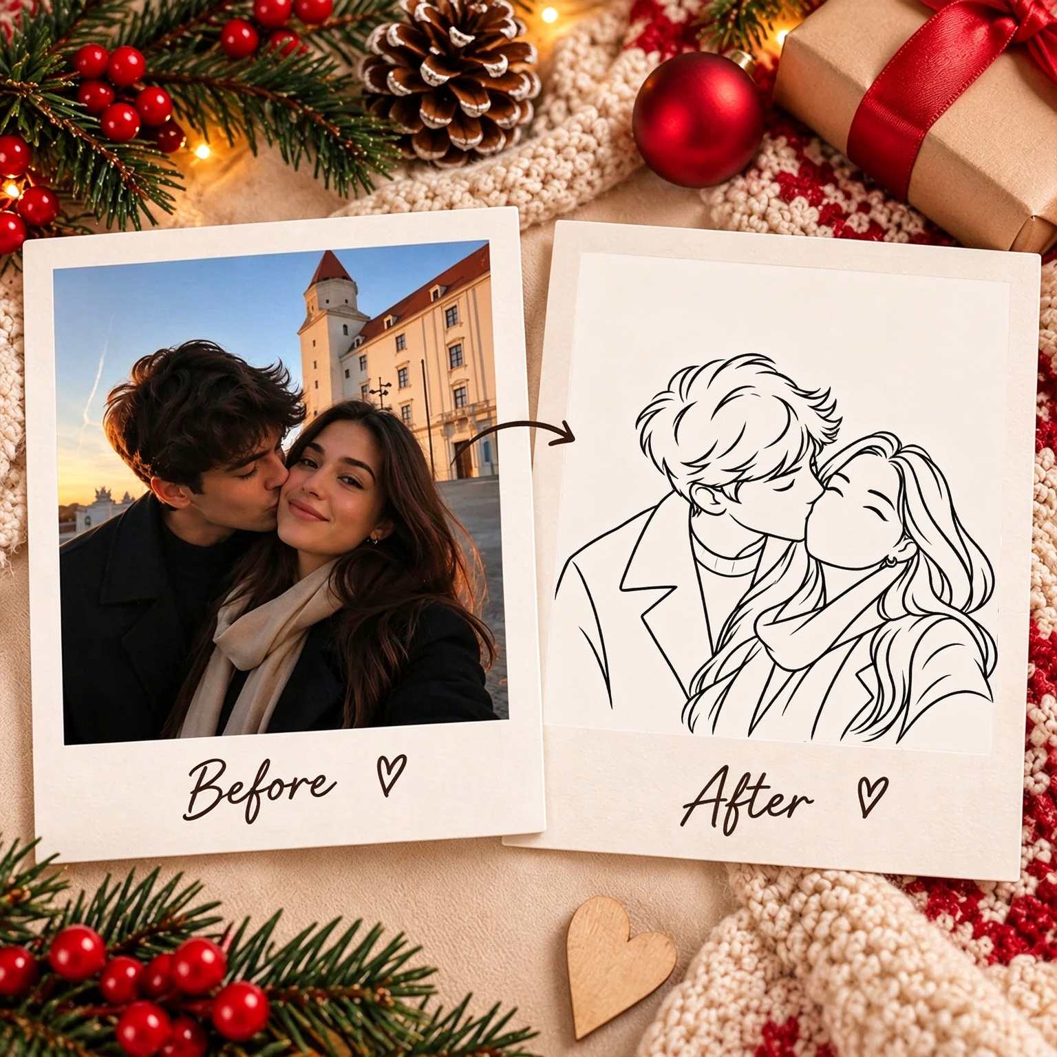 Custom Couple Portrait Embroidered Sweatshirt | Tied Together This Christmas
