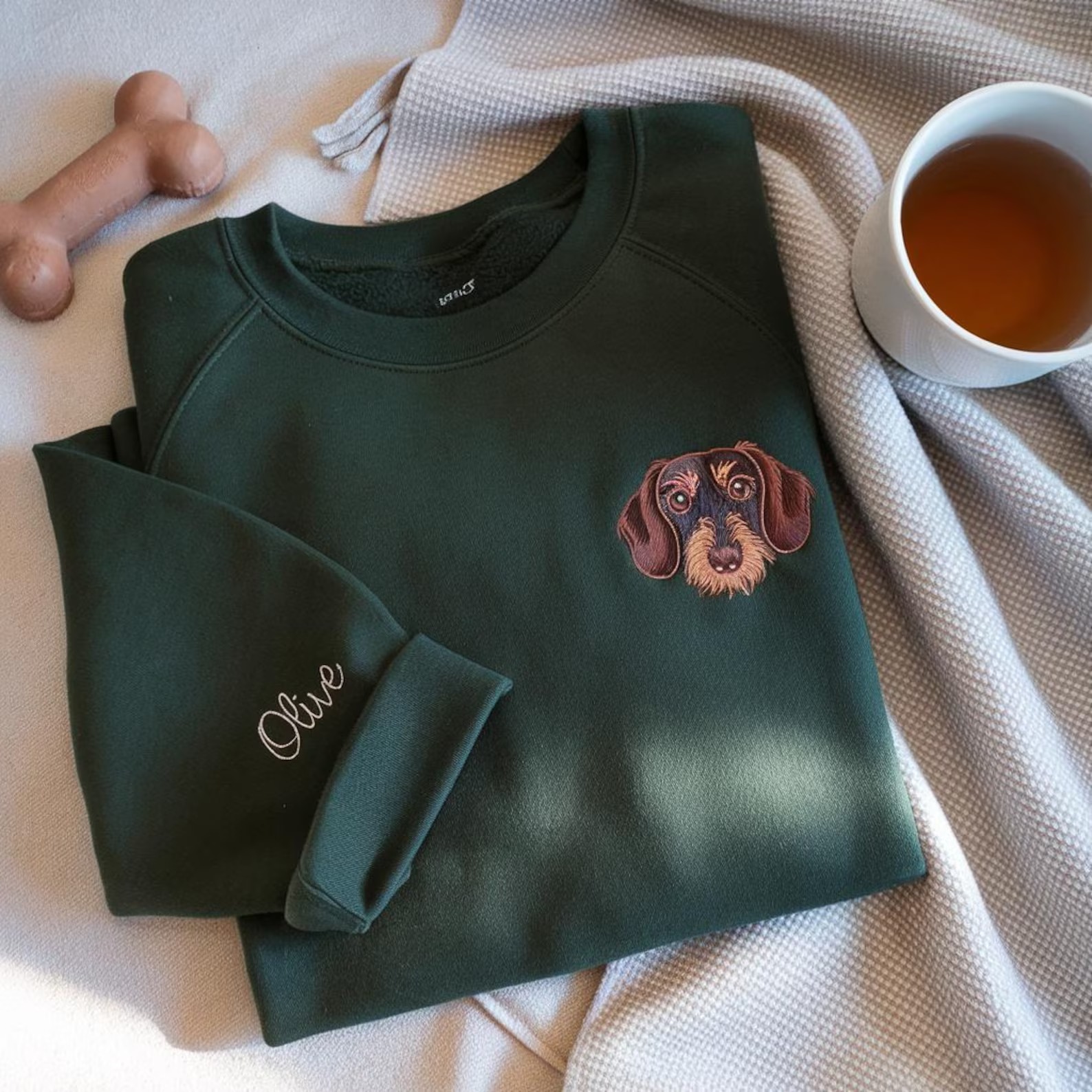 Custom Dog Face 2 Embroidered Sweatshirt