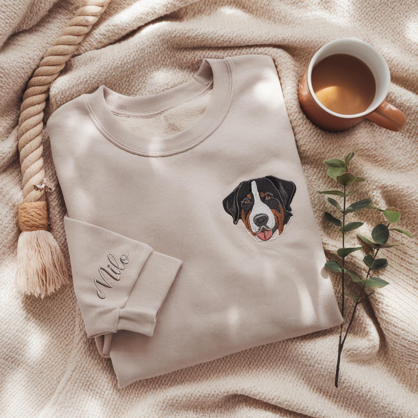 Custom Dog Face 2 Embroidered Sweatshirt