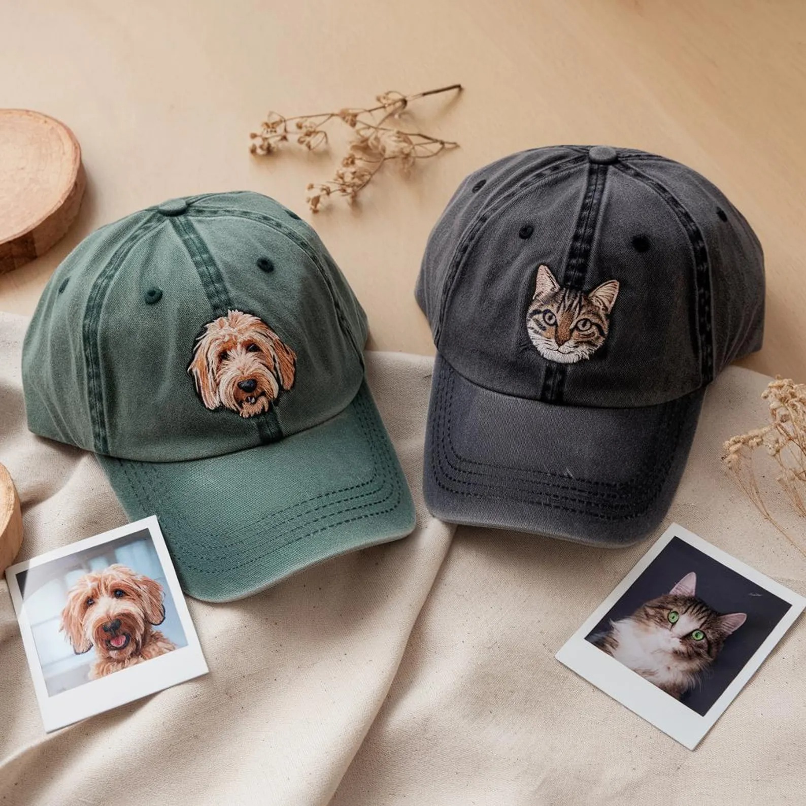Custom EMBROIDERED Pet Hat Using Pet Photo