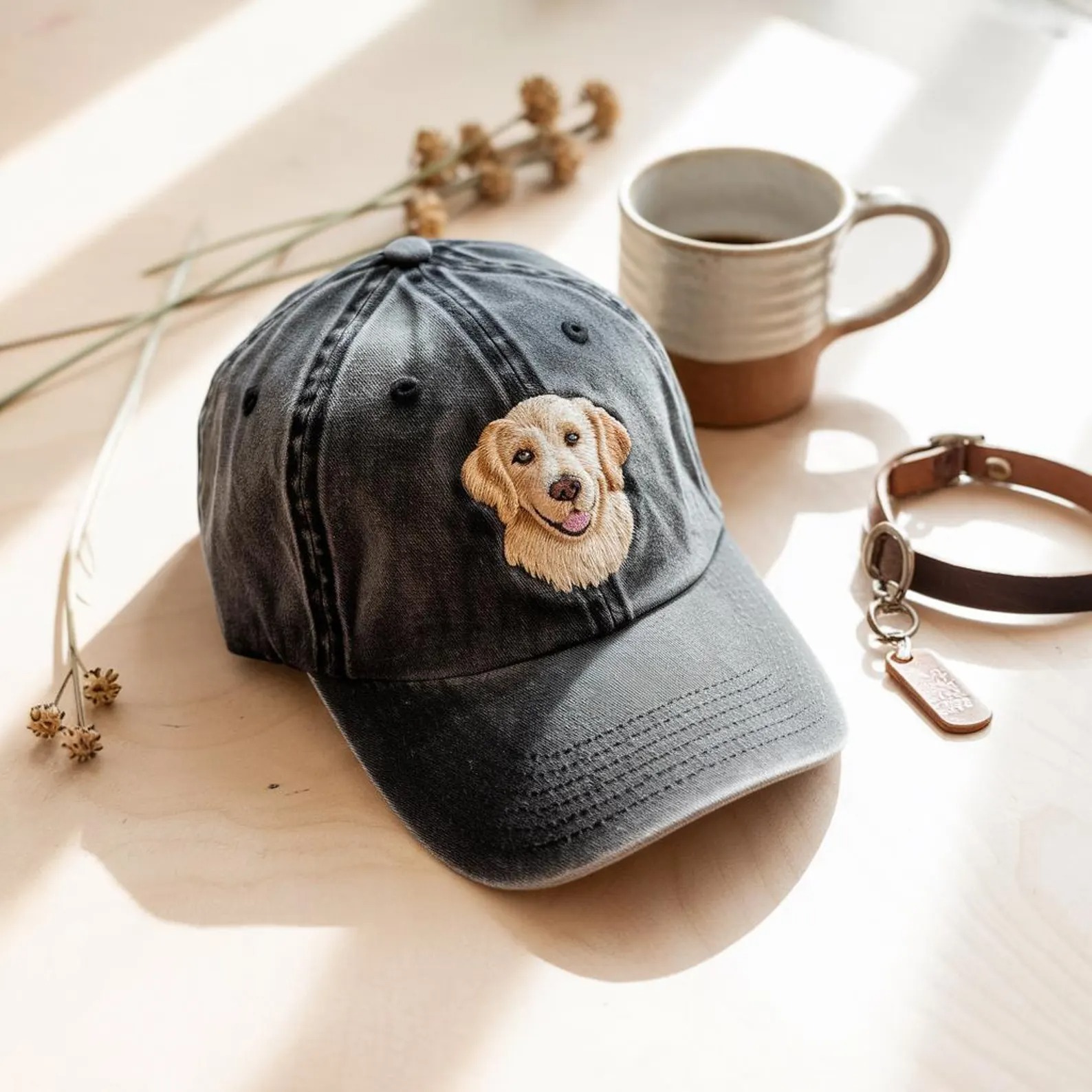 Custom EMBROIDERED Pet Hat Using Pet Photo