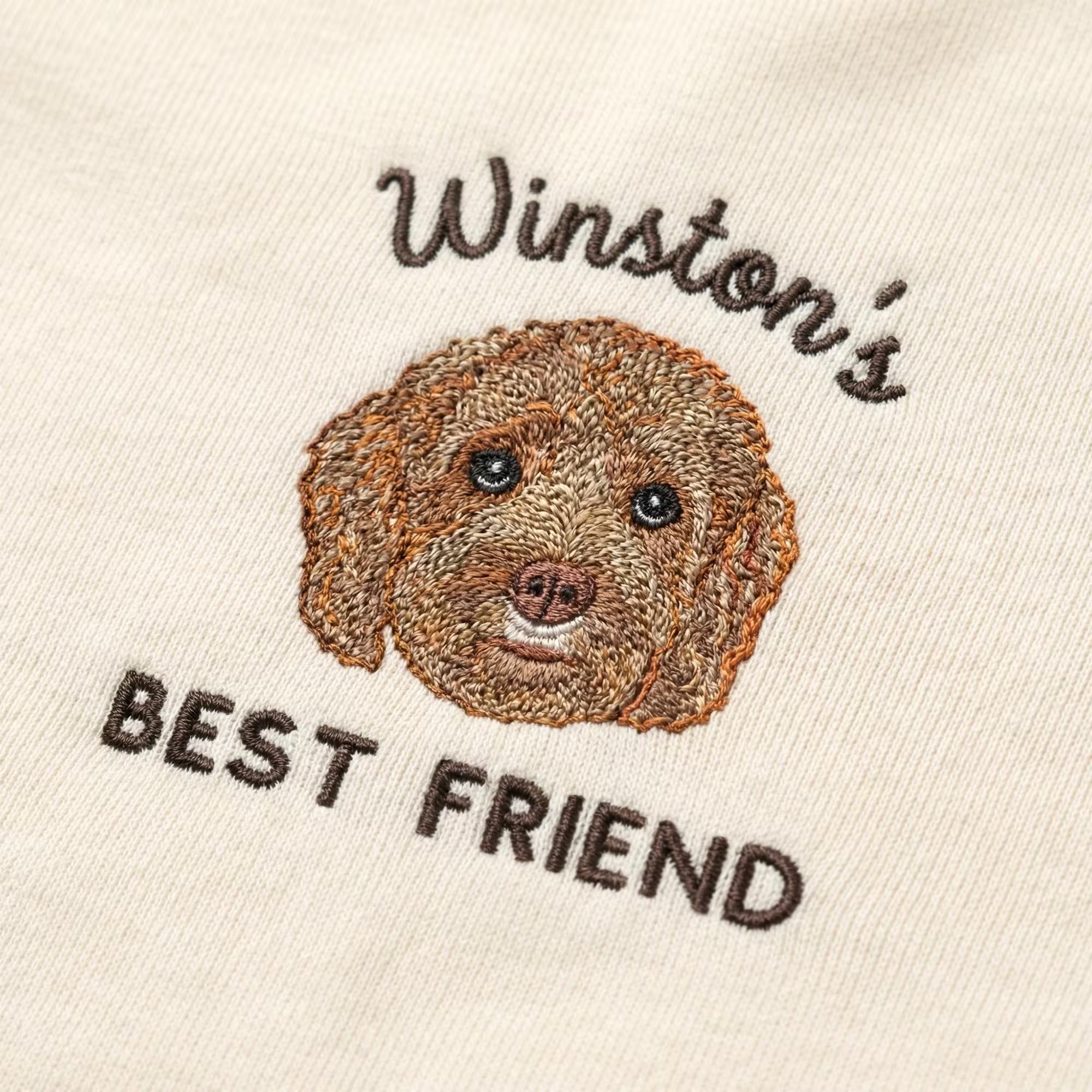 Custom Embroidered Dog Portrait Baby Onesie – Personalized Pet Sibling Outfit
