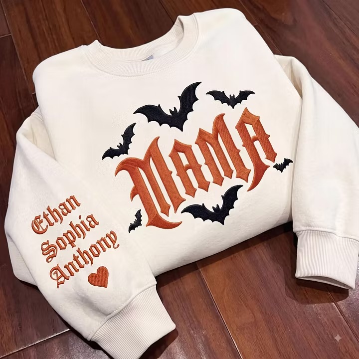 Custom Embroidered Halloween Mama Sweatshirt
