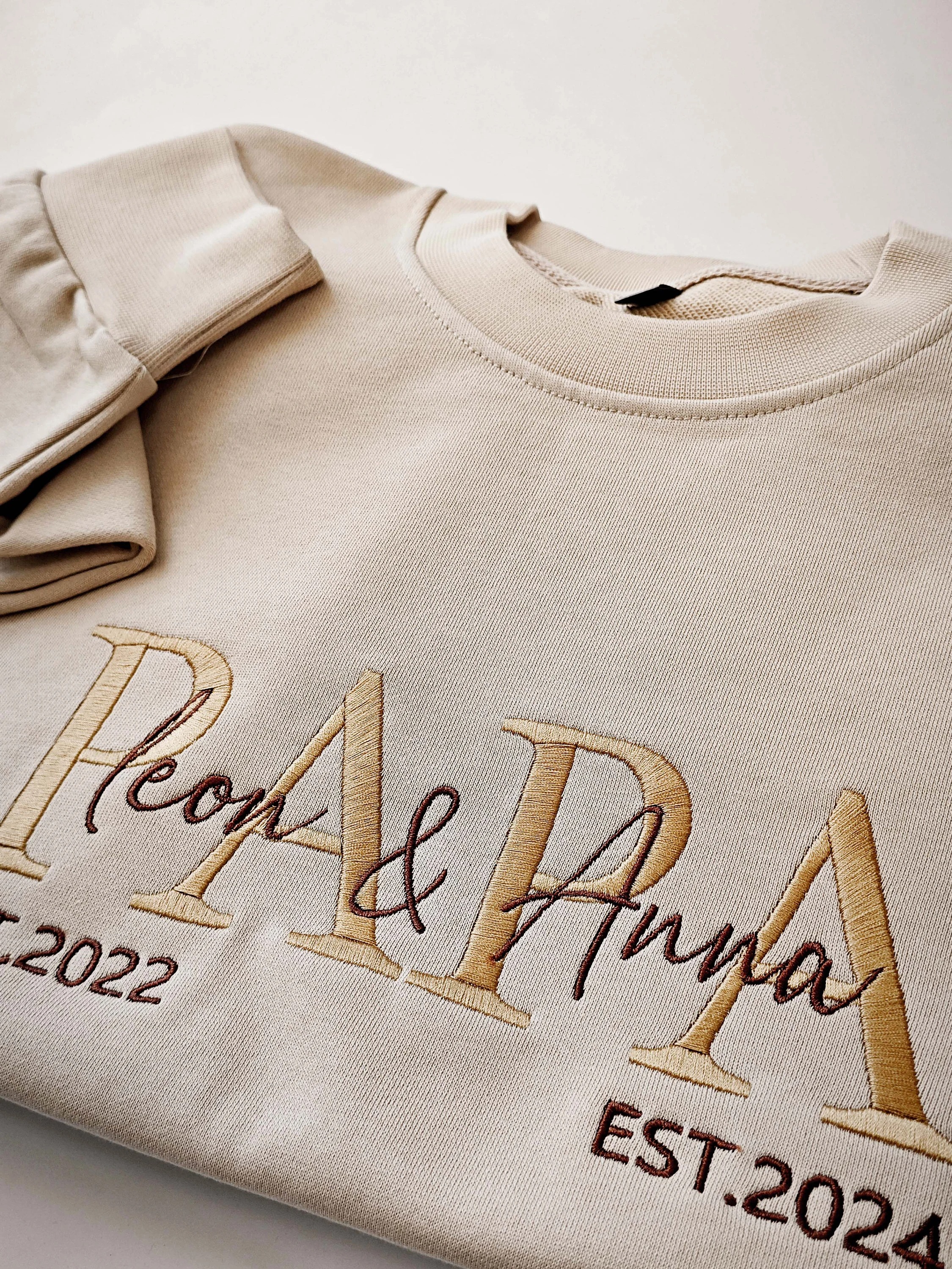 Custom Embroidered PAPA Sweatshirt,Grandpa Shirt With Date