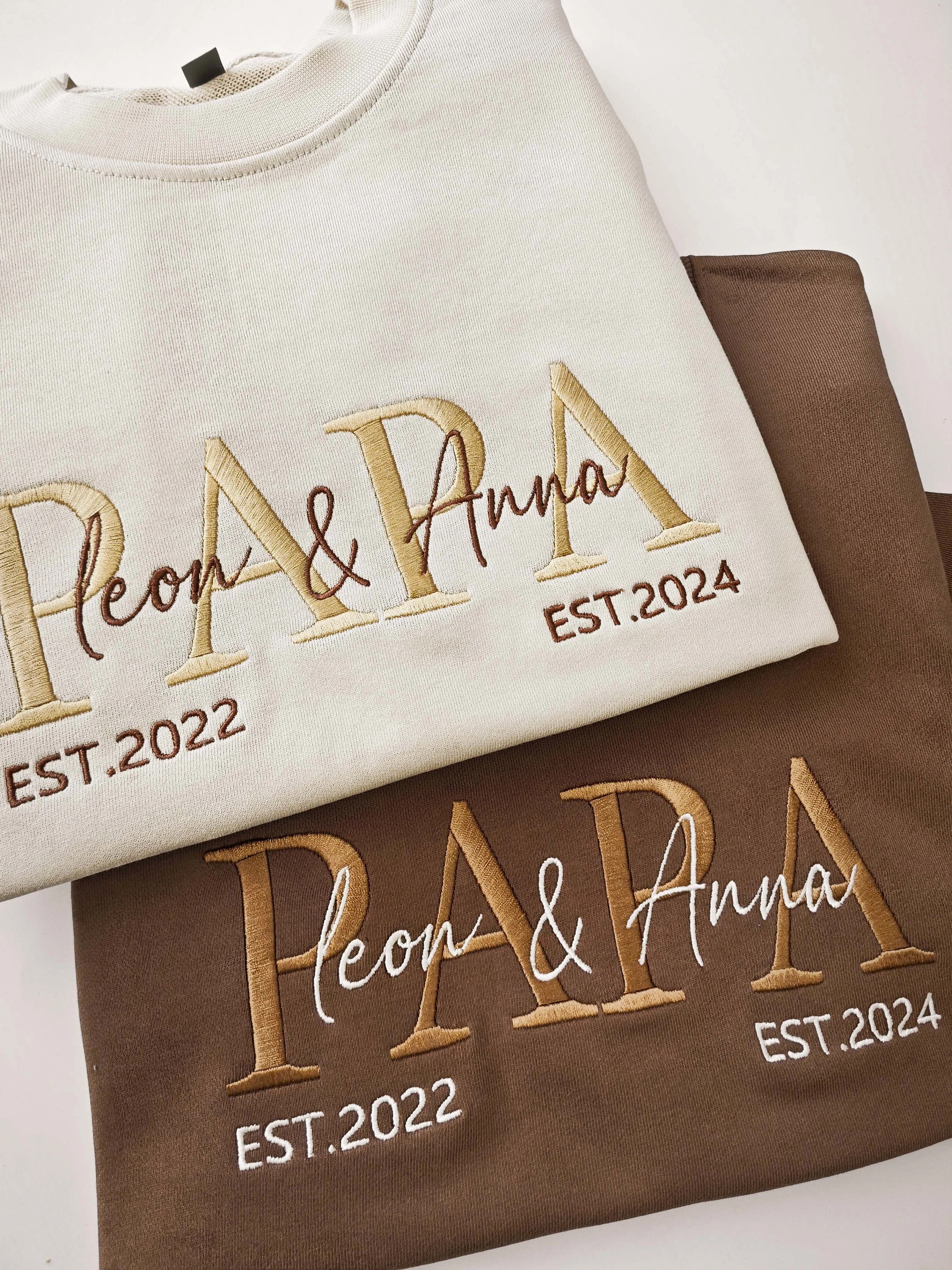 Custom Embroidered PAPA Sweatshirt,Grandpa Shirt With Date
