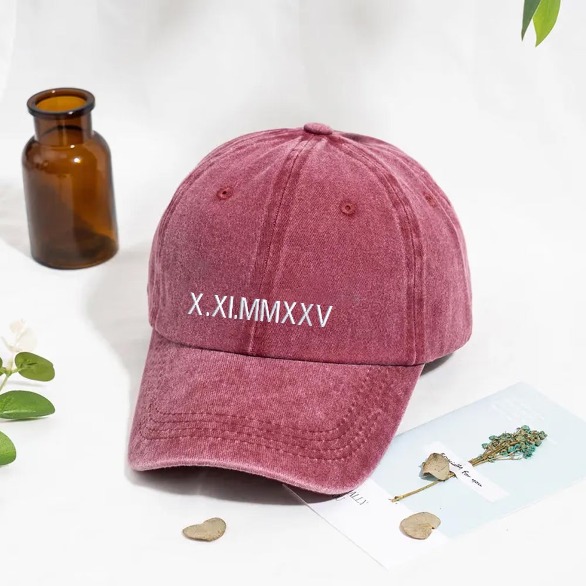 Custom Embroidered Roman Numeral Hat,Matching Couple Wedding Hats, Newlywed Gift