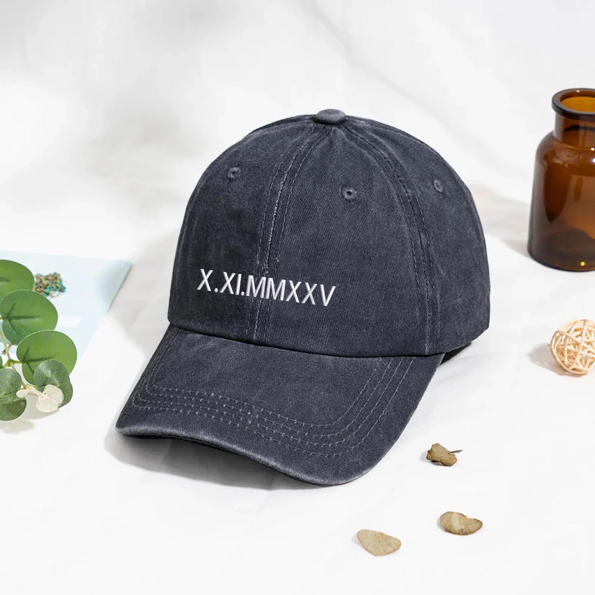 Custom Embroidered Roman Numeral Hat,Matching Couple Wedding Hats, Newlywed Gift