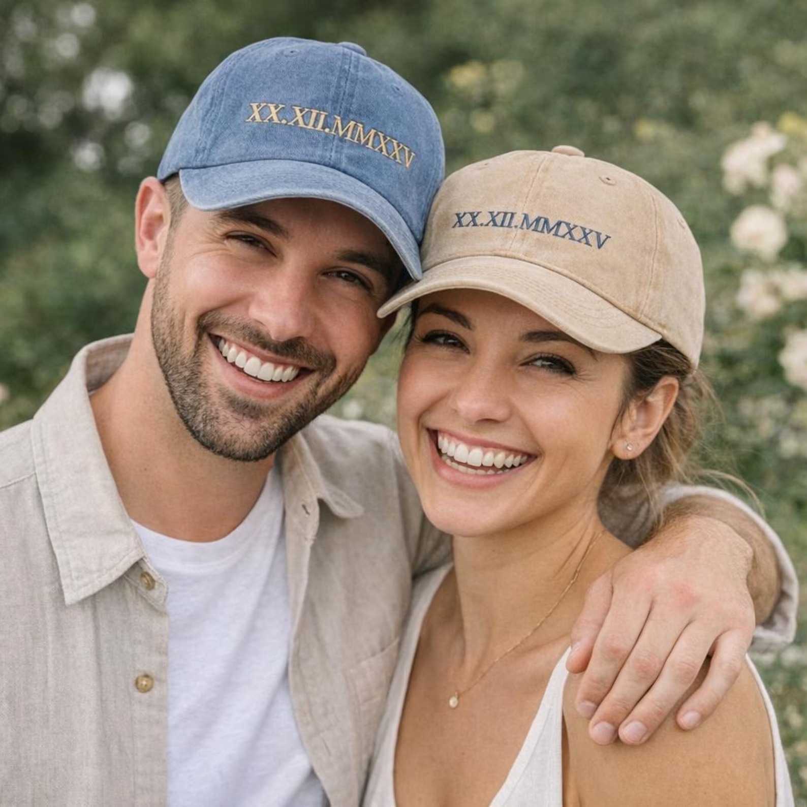 Custom Embroidered Roman Numeral Hat,Matching Couple Wedding Hats, Newlywed Gift