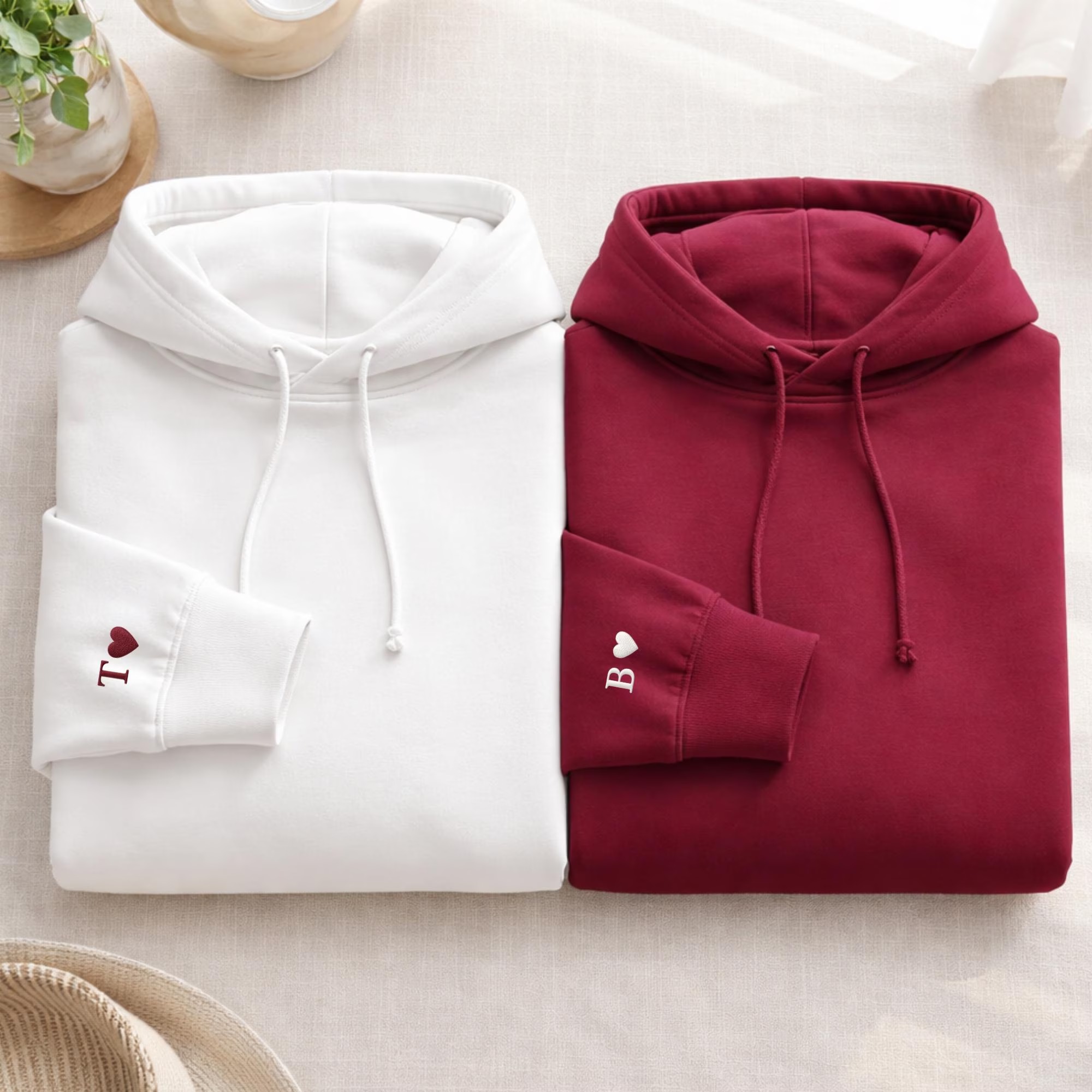 Custom Embroidery Initial Heart sleeve Hoodie