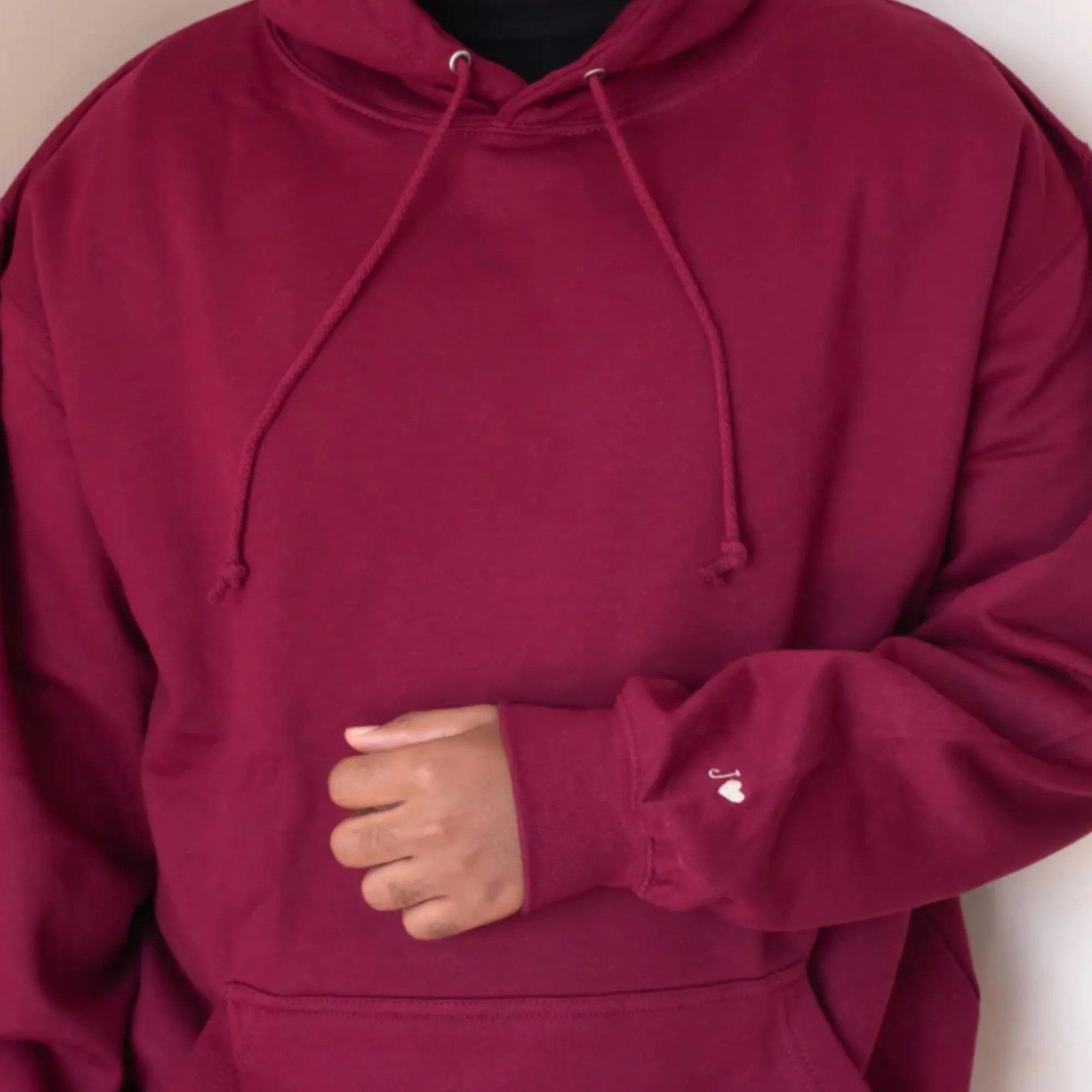 Custom Embroidery Initial Heart sleeve Hoodie