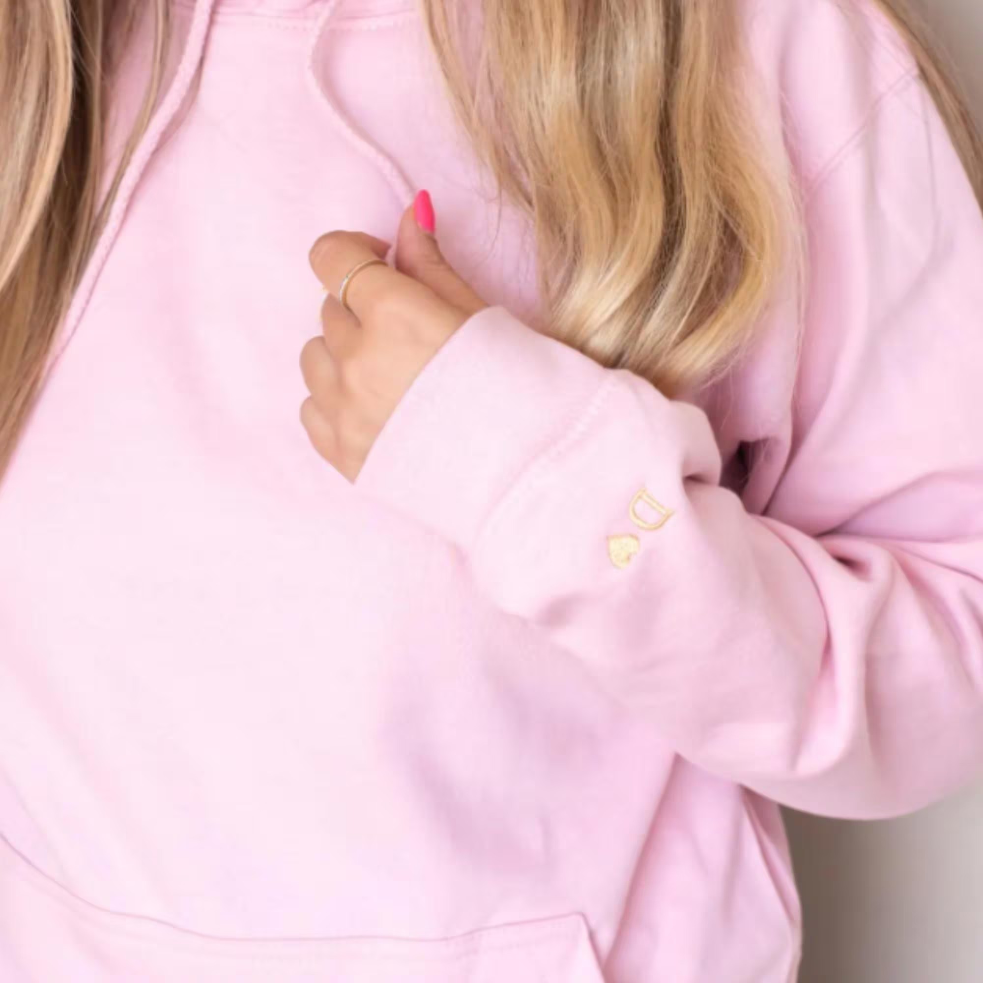 Custom Embroidery Initial Heart sleeve Hoodie