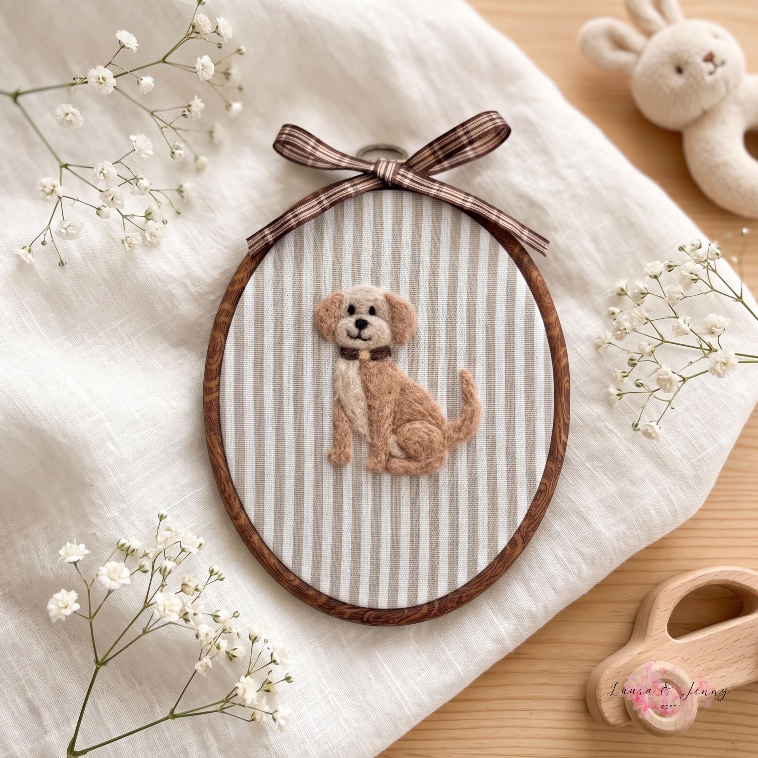 Custom Felt Animal Name Embroidery Hoop