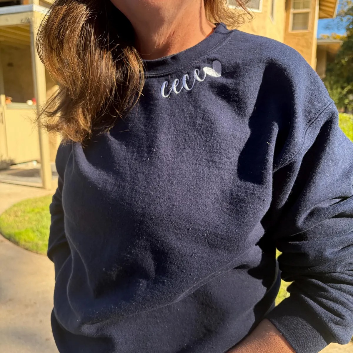 Custom Mama Embroidered Sweatshirt With Kids Names On Sleeve