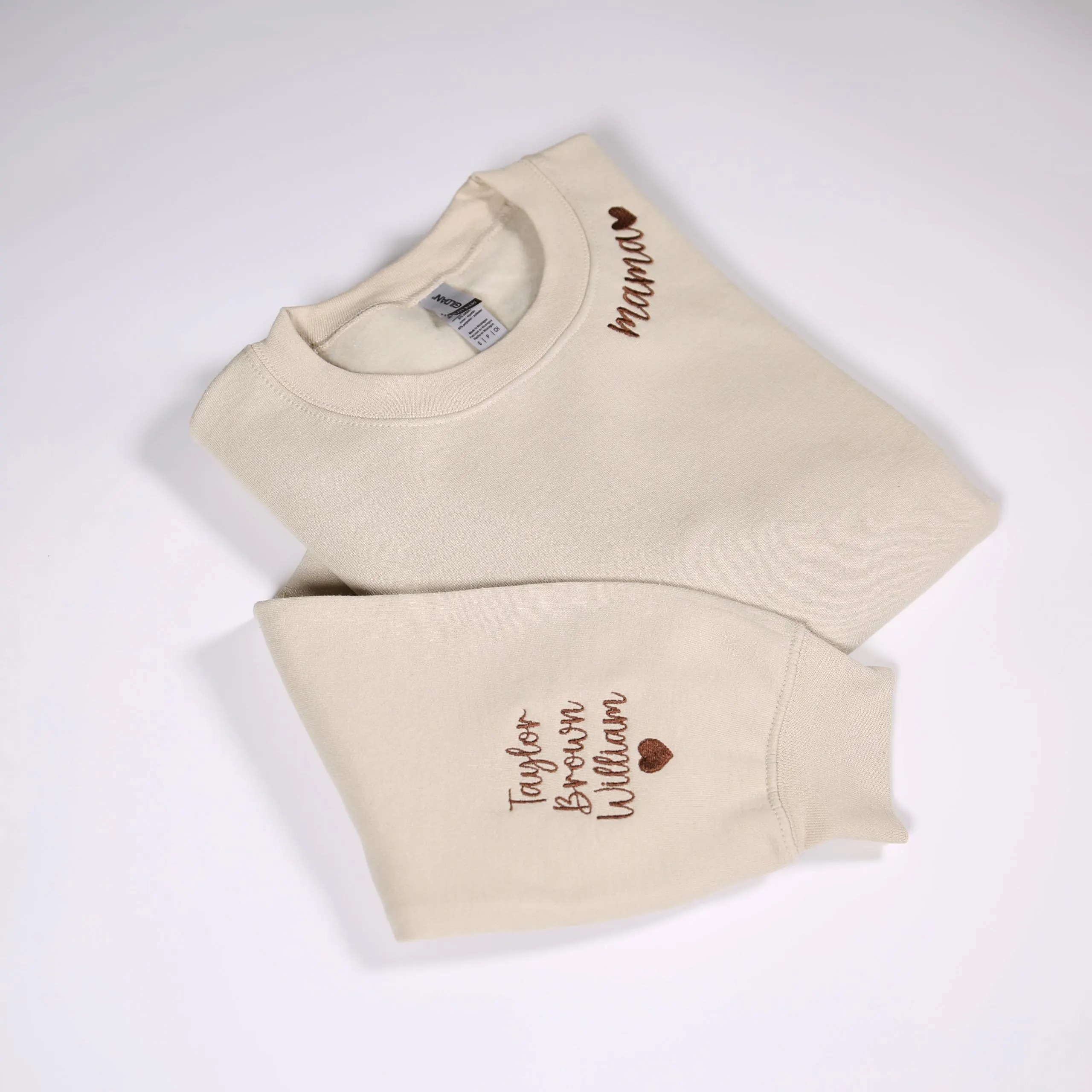 Custom Mama Embroidered Sweatshirt With Kids Names On Sleeve