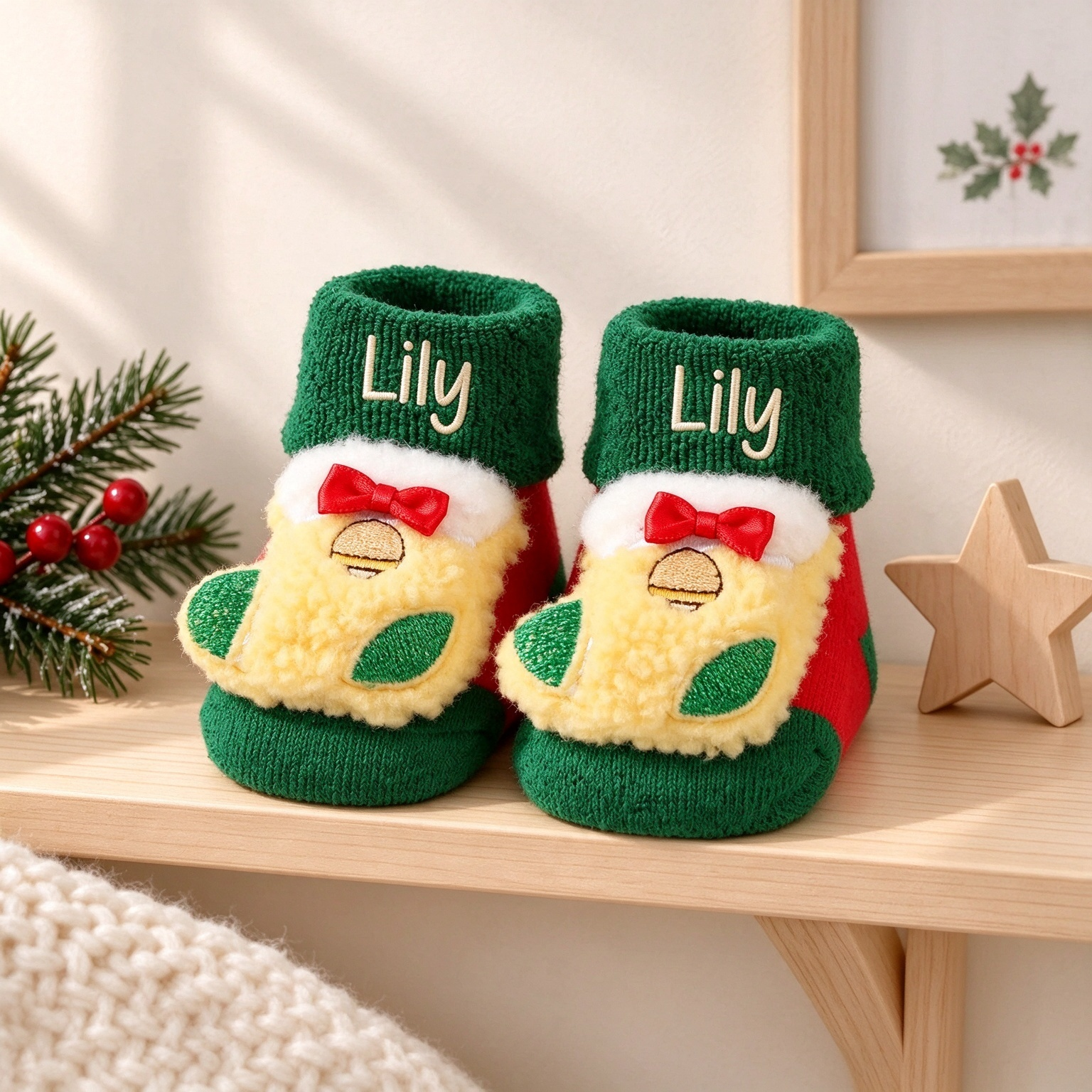 Custom Name Newborn 1st Christmas Socks