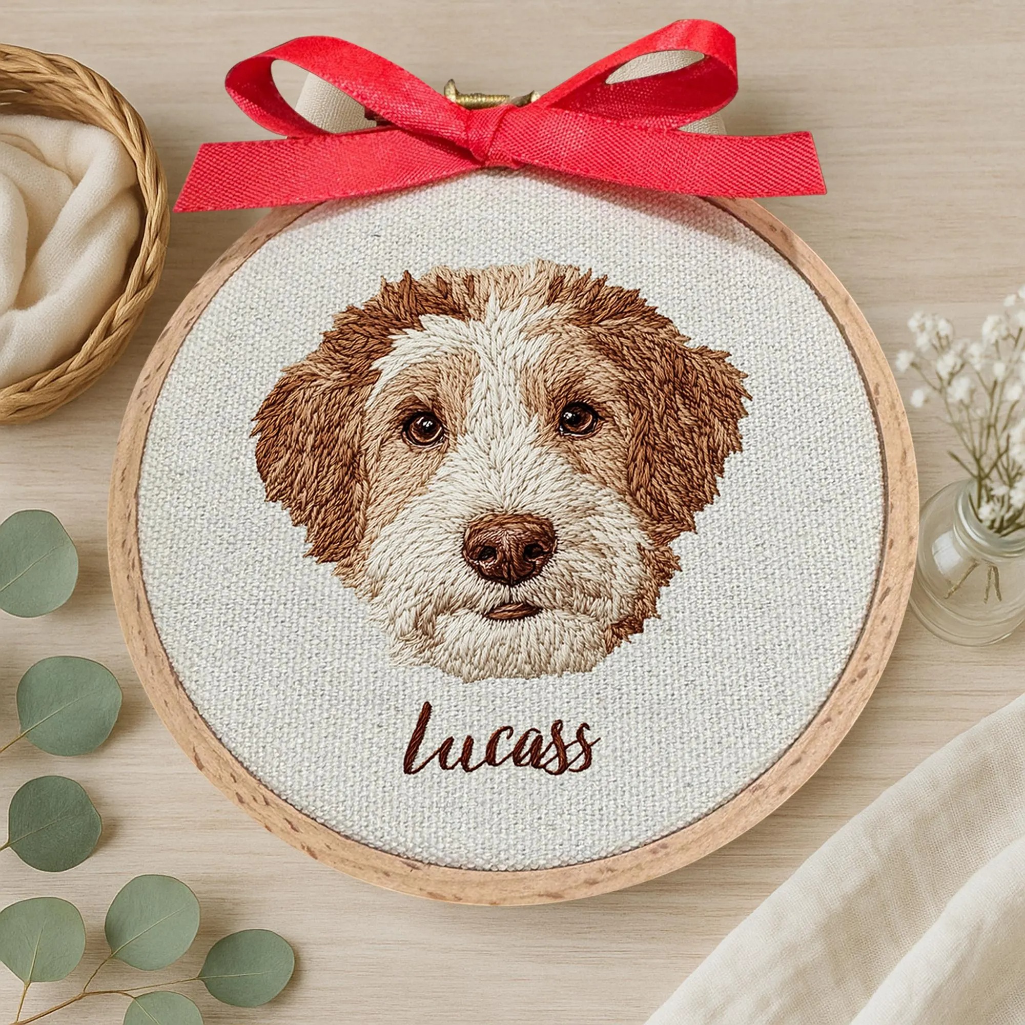 Custom Pet Portrait Embroidery Hoop